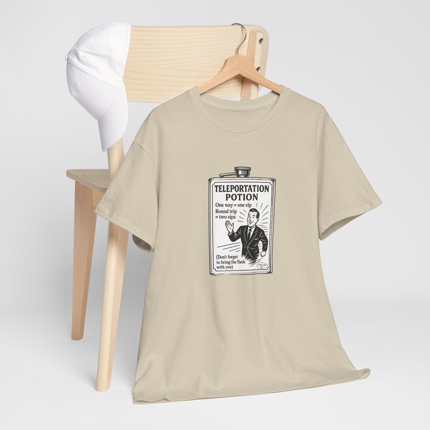 T-shirt graphique humour unisexe 100% coton - "Teleportation Potion"