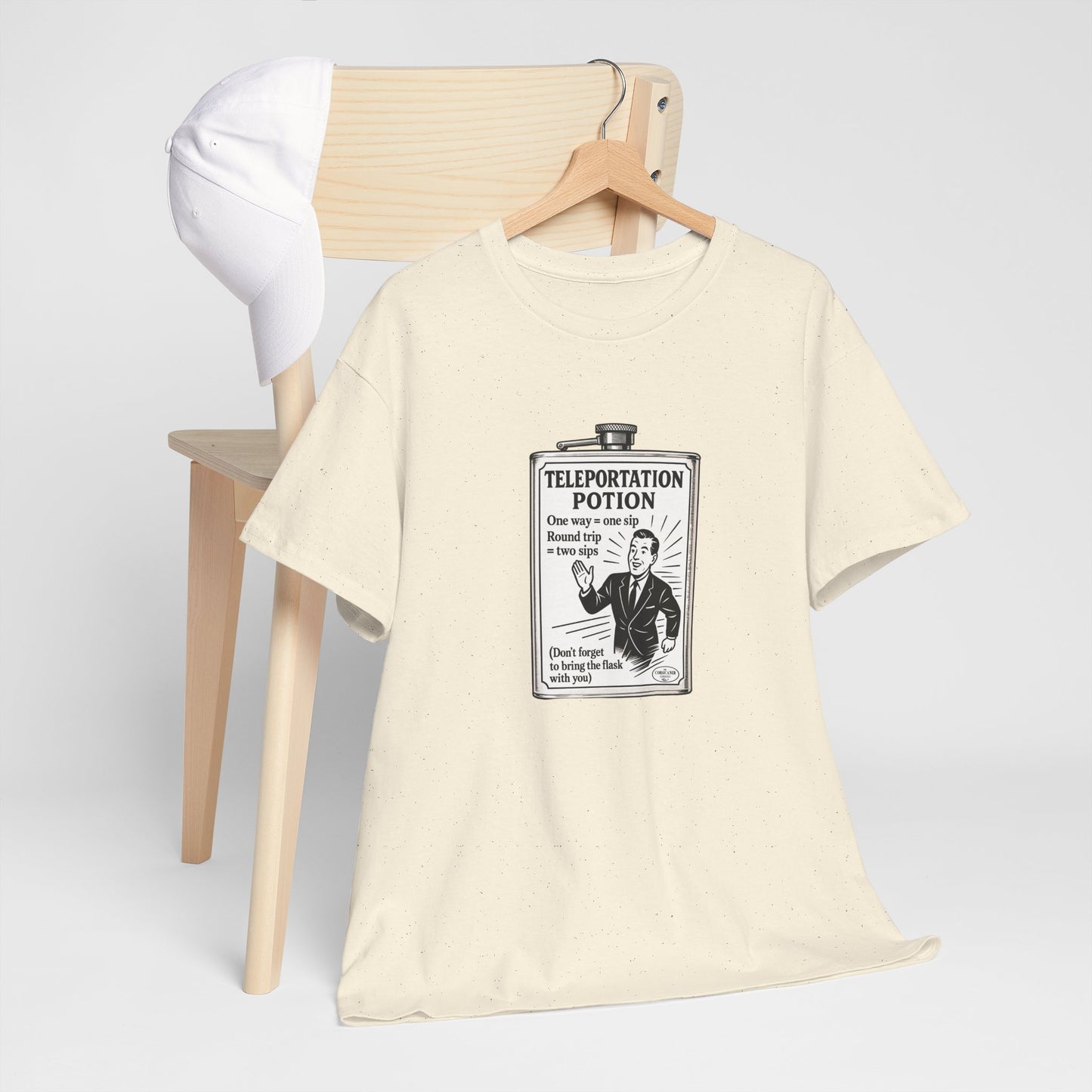 T-shirt graphique humour unisexe 100% coton - "Teleportation Potion"