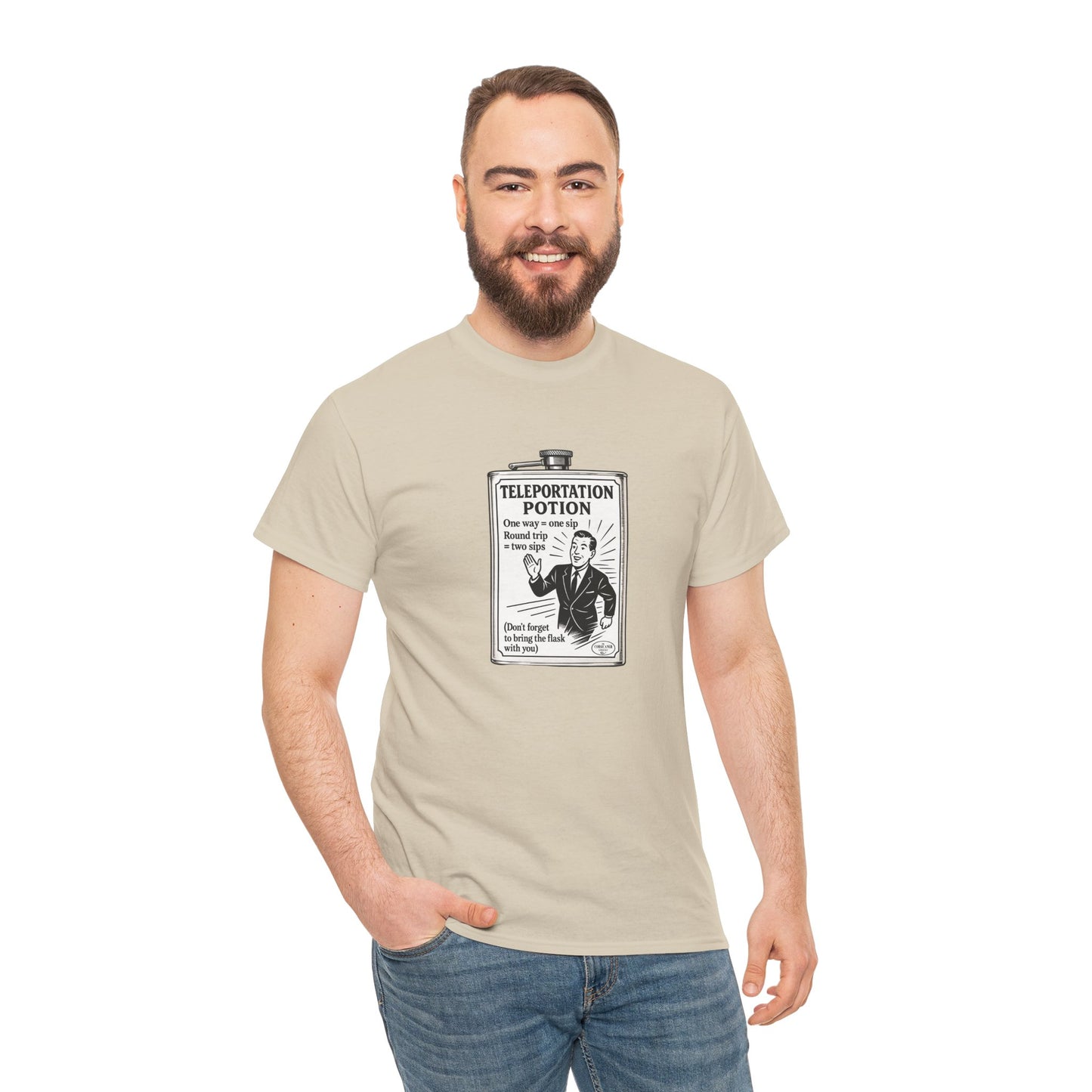 T-shirt graphique humour unisexe 100% coton - "Teleportation Potion"