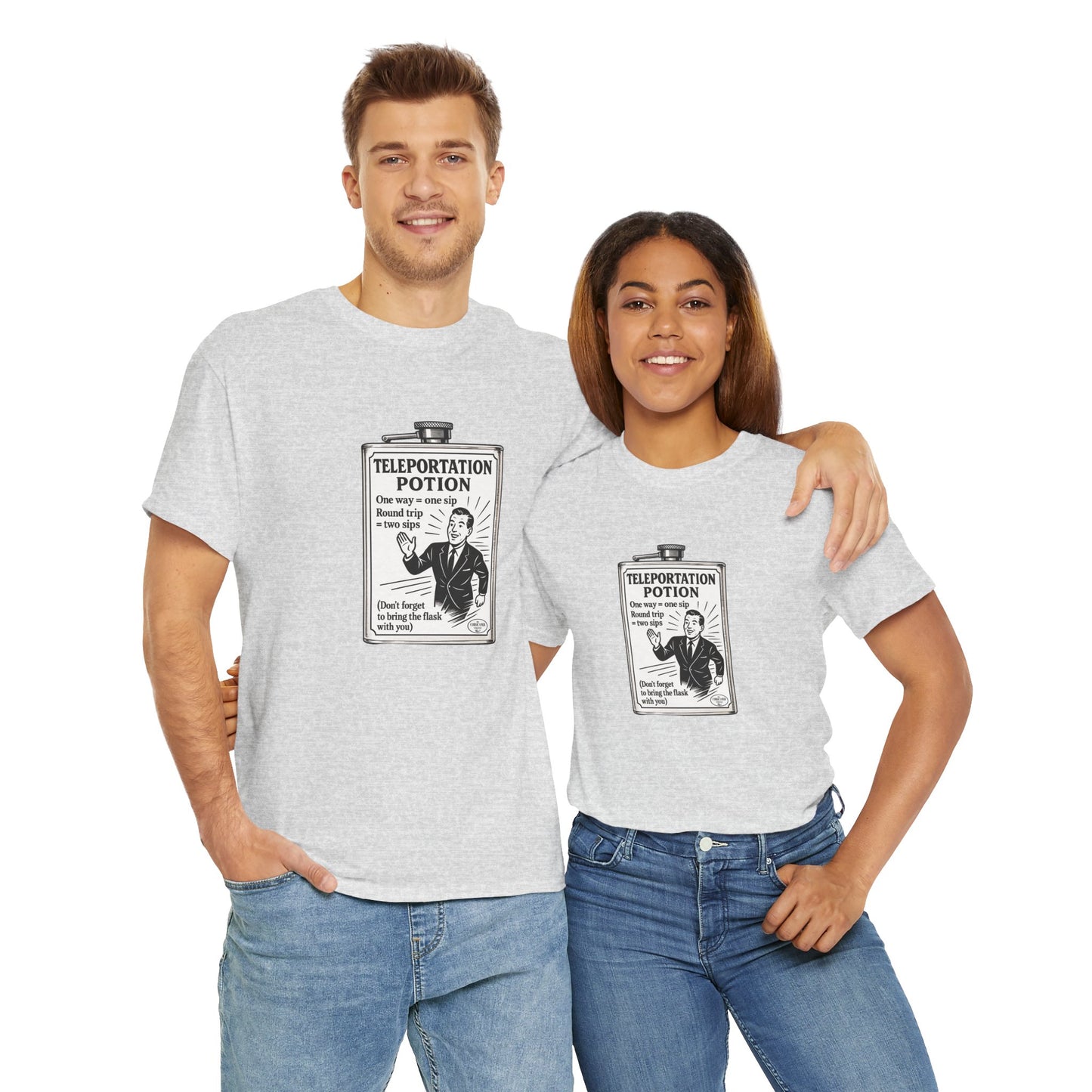 T-shirt graphique humour unisexe 100% coton - "Teleportation Potion"