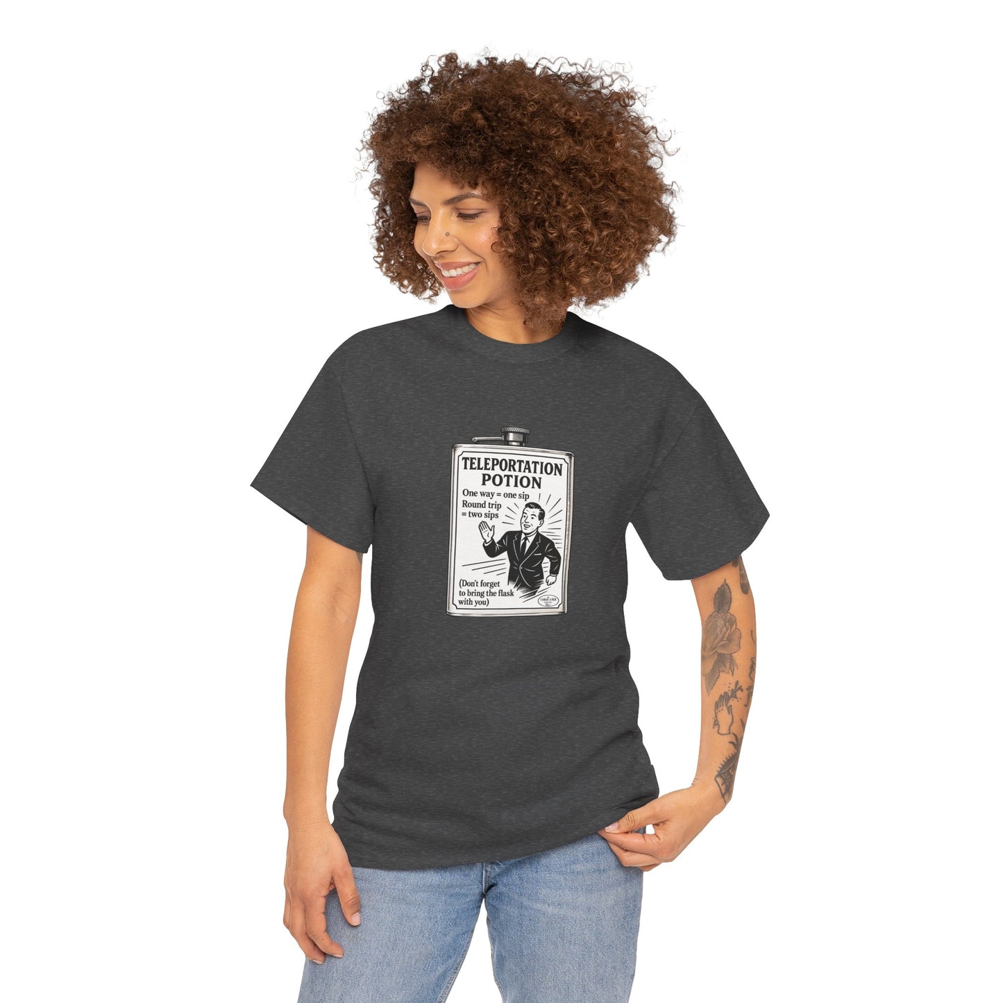 T-shirt graphique humour unisexe 100% coton - "Teleportation Potion"
