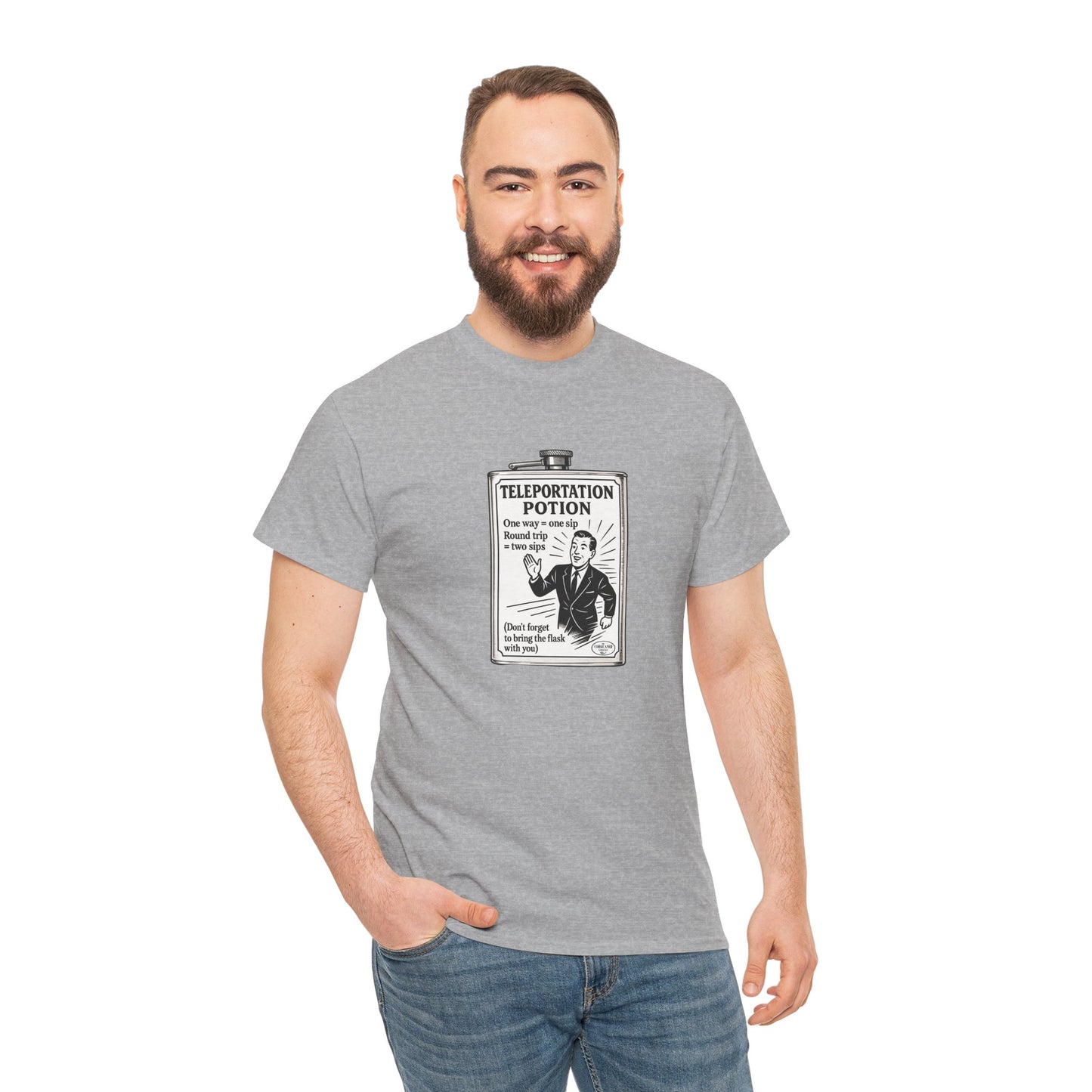 T-shirt graphique humour unisexe 100% coton - "Teleportation Potion"