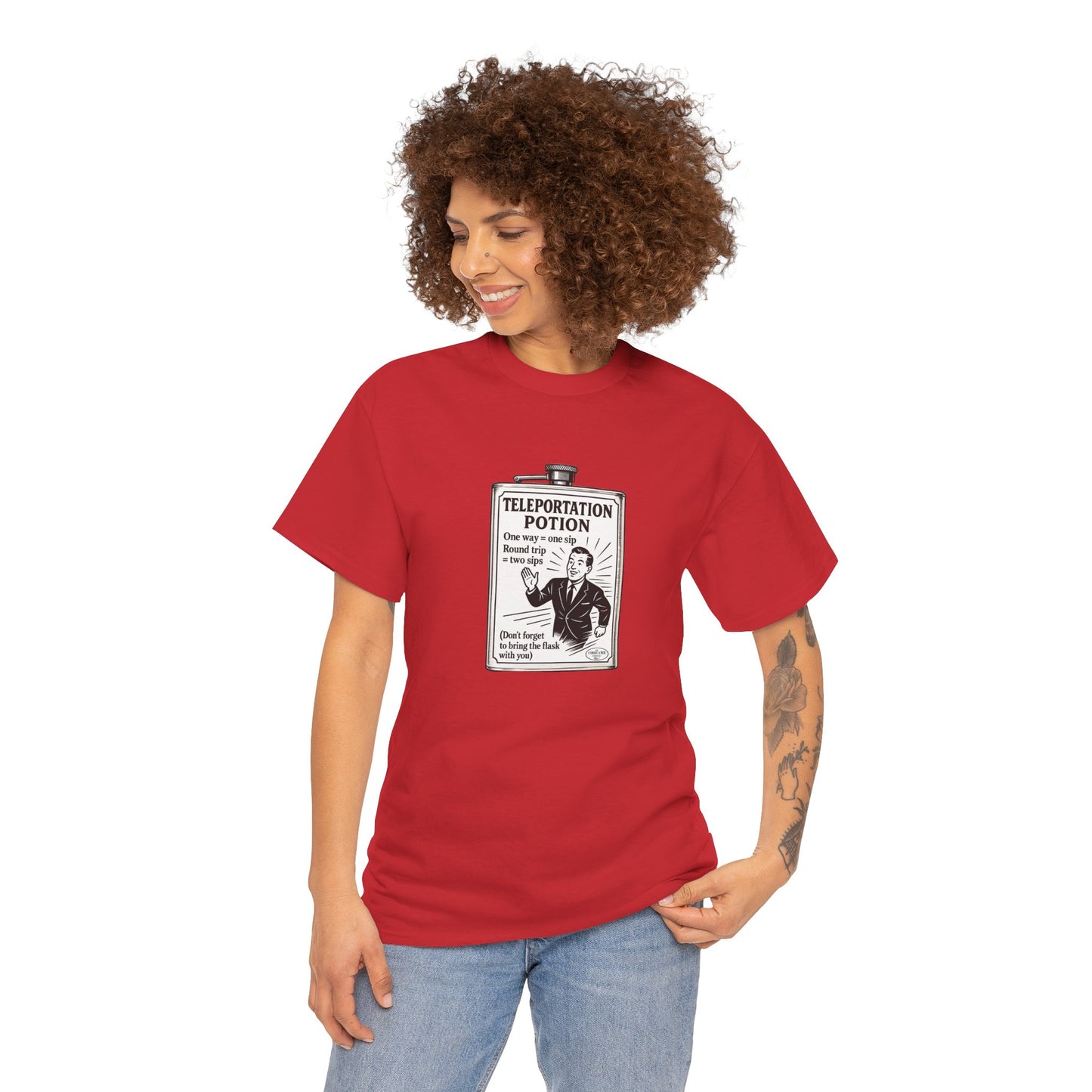 T-shirt graphique humour unisexe 100% coton - "Teleportation Potion"