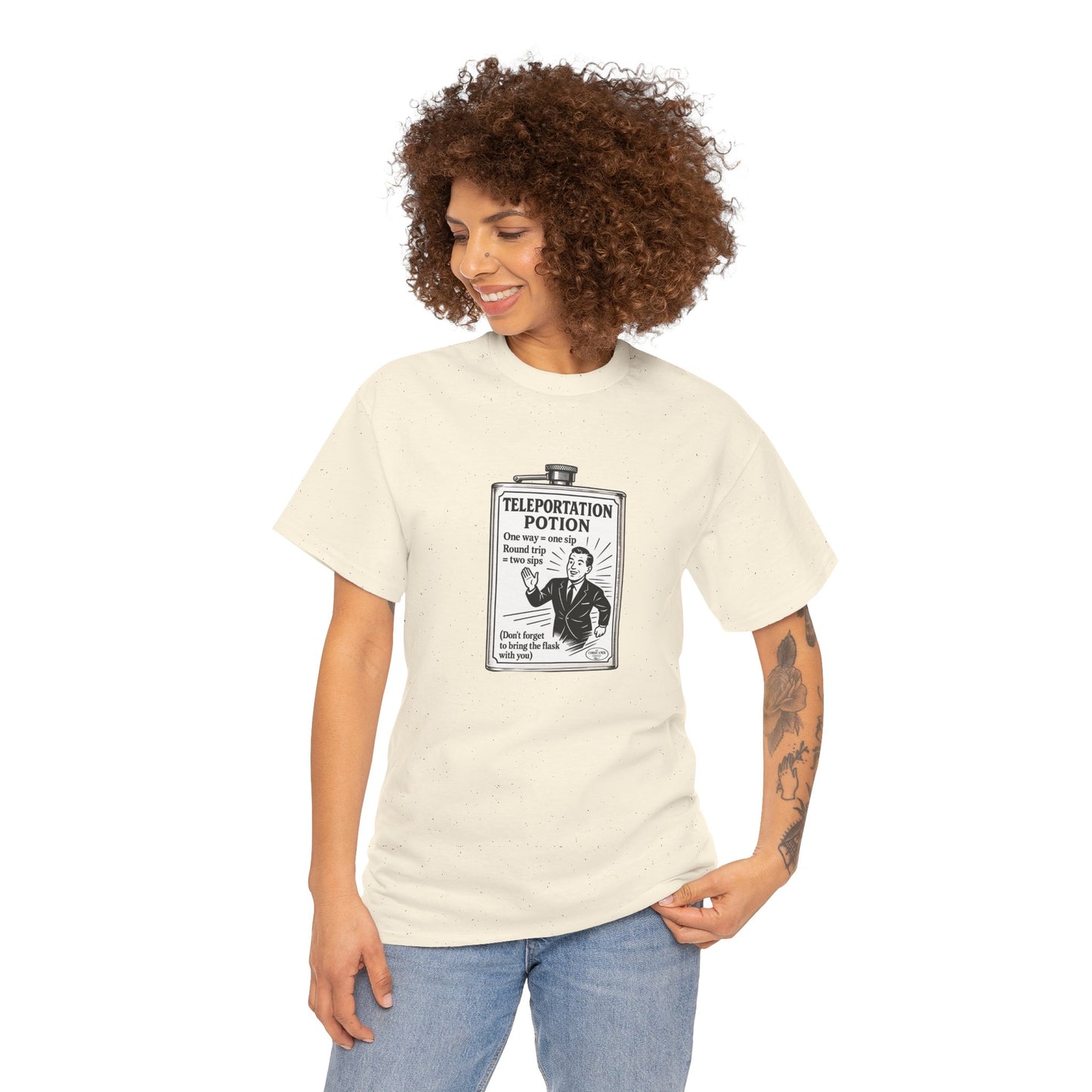 T-shirt graphique humour unisexe 100% coton - "Teleportation Potion"