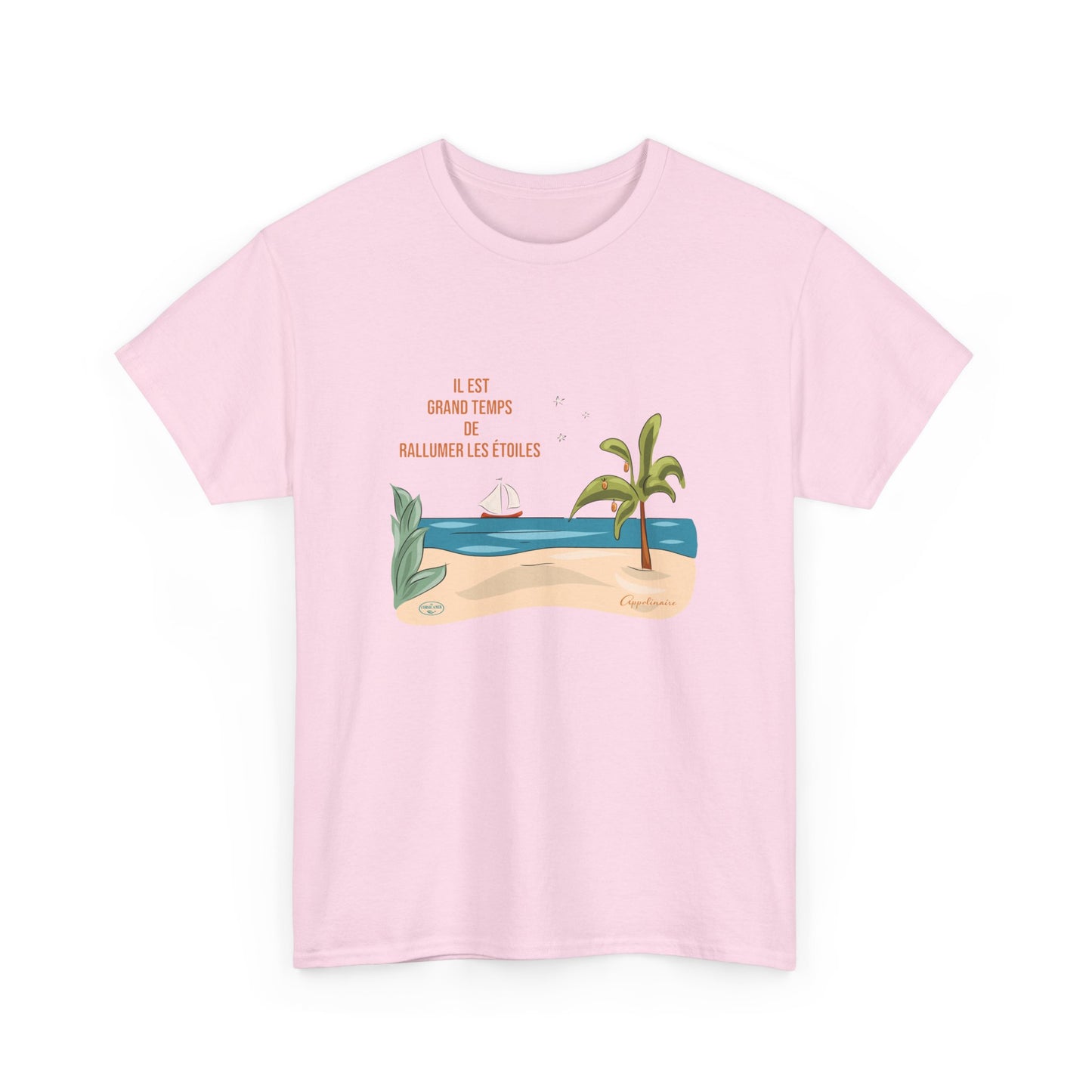 Unisex ethical cotton illustrated t-shirt - "It's high time to relight the stars" light background