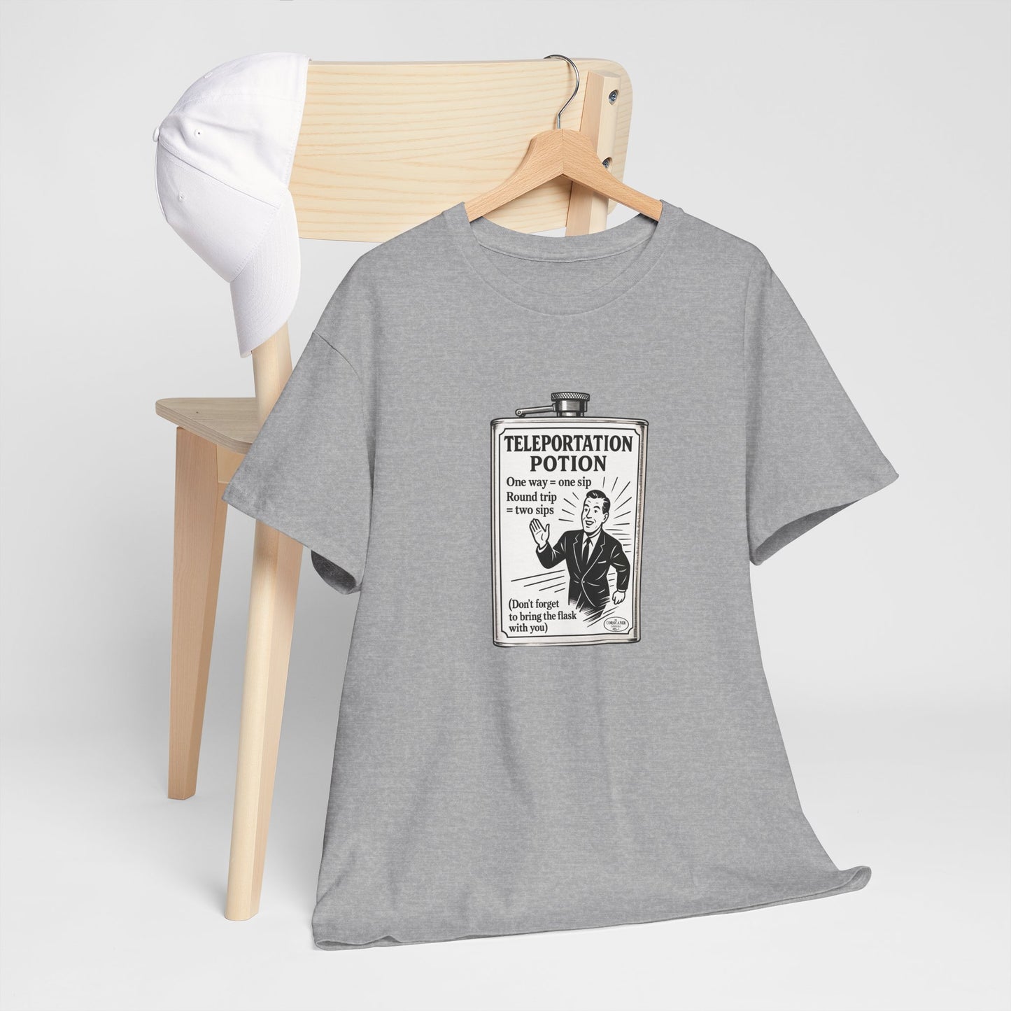 T-shirt graphique humour unisexe 100% coton - "Teleportation Potion"