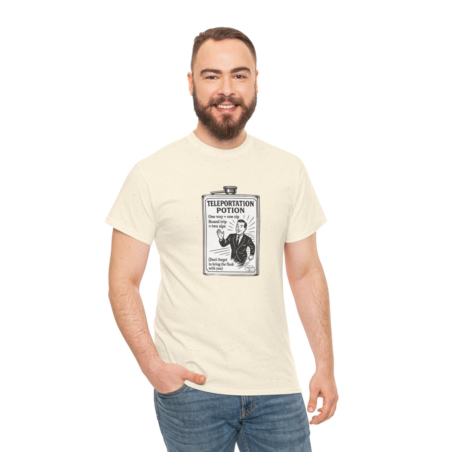T-shirt graphique humour unisexe 100% coton - "Teleportation Potion"