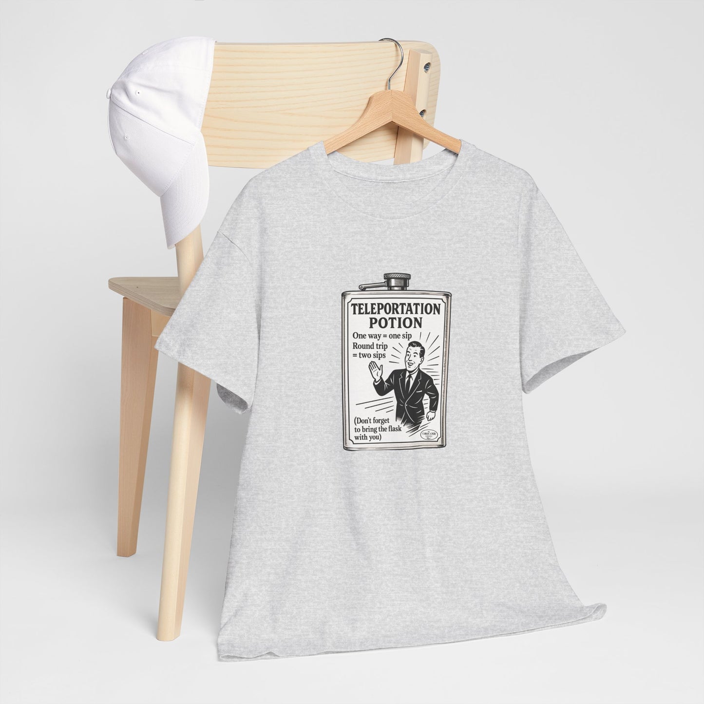T-shirt graphique humour unisexe 100% coton - "Teleportation Potion"