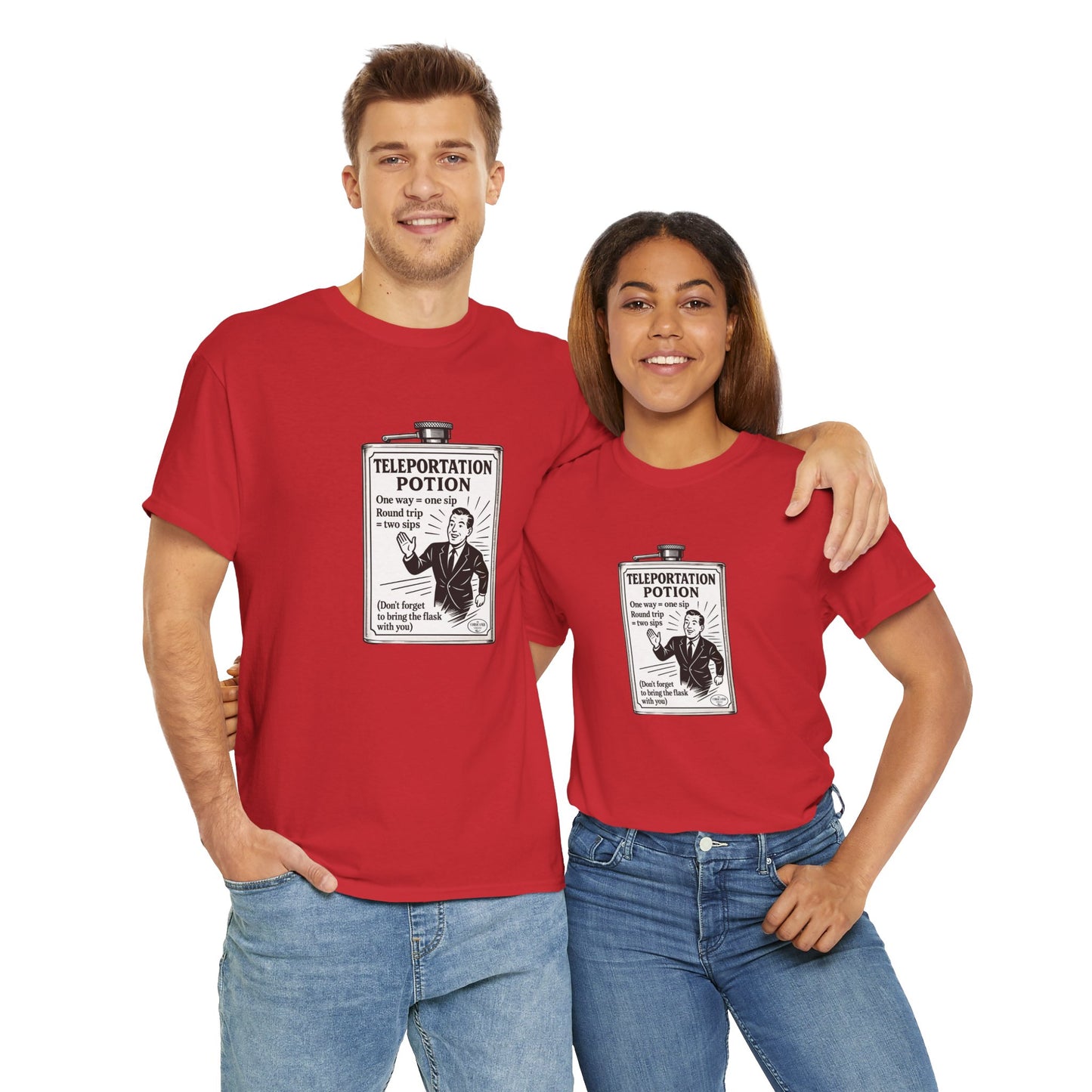 T-shirt graphique humour unisexe 100% coton - "Teleportation Potion"