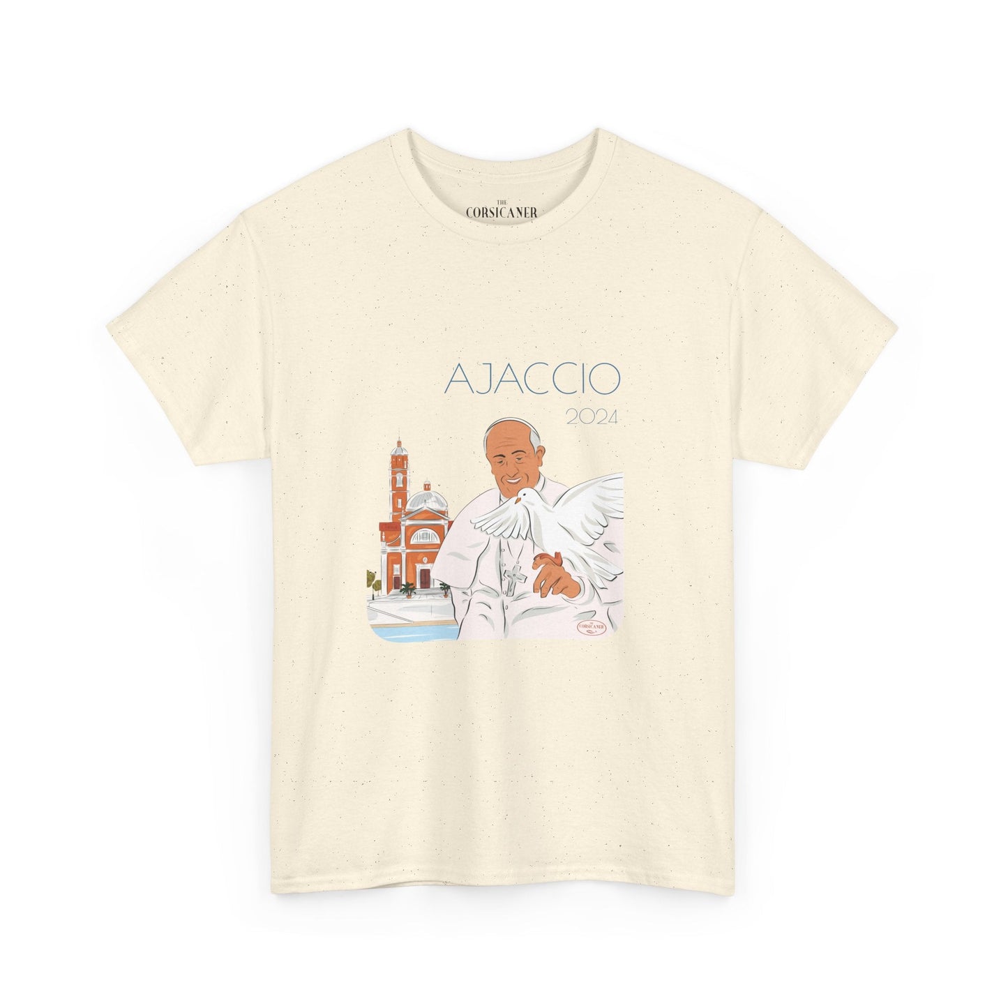 "Le Pape François à Ajaccio" fond clair - T-shirt unisexe 100% coton éco - responsable - The Corsicaner