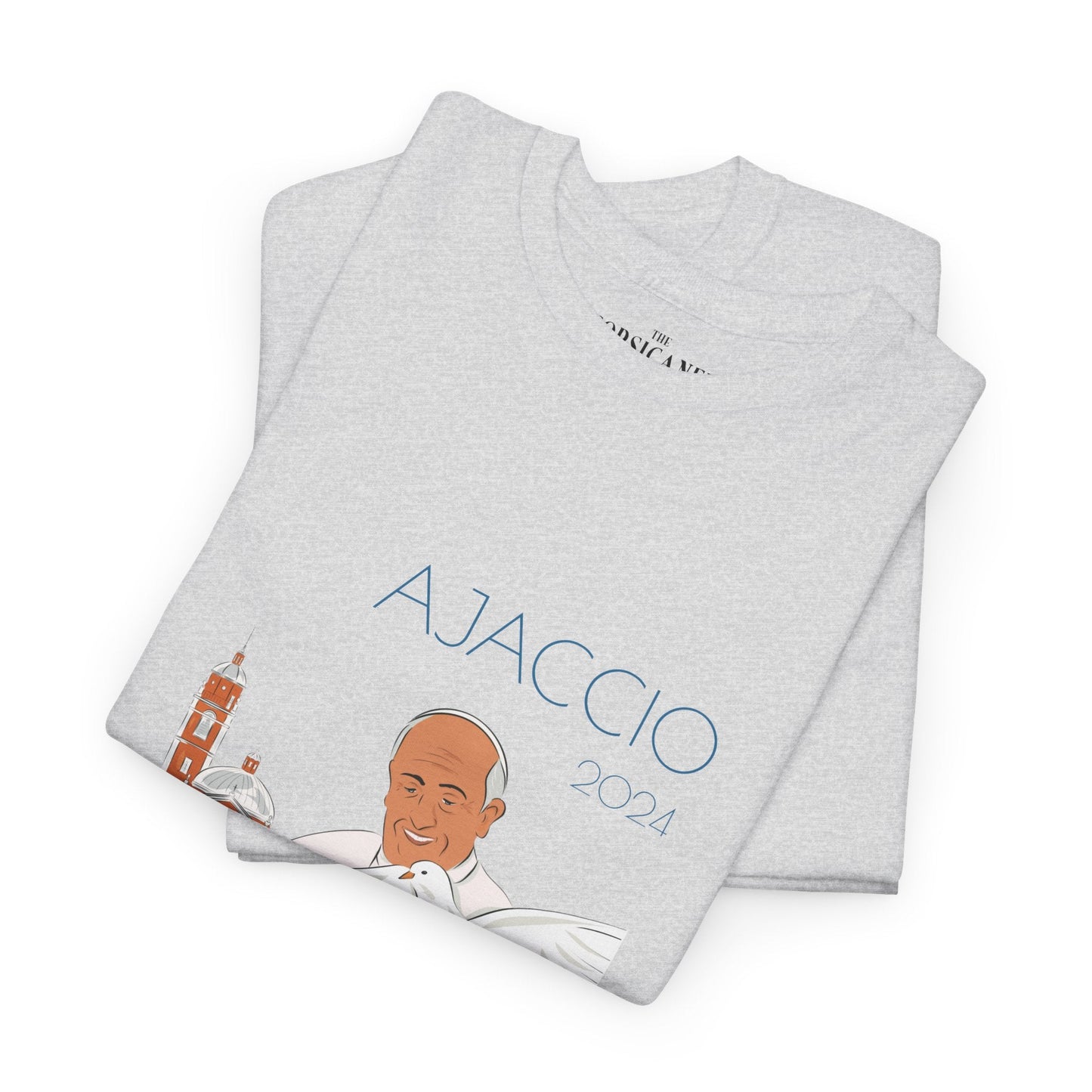 "Le Pape François à Ajaccio" fond clair - T-shirt unisexe 100% coton éco - responsable - The Corsicaner