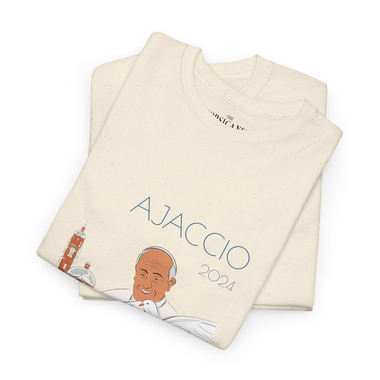 "Le Pape François à Ajaccio" fond clair - T-shirt unisexe 100% coton éco - responsable - The Corsicaner