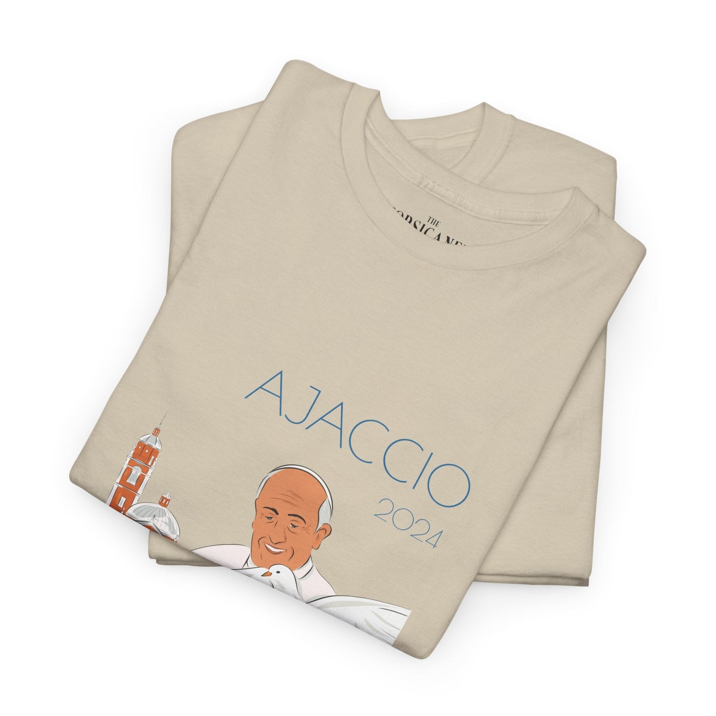 "Le Pape François à Ajaccio" fond clair - T-shirt unisexe 100% coton éco - responsable - The Corsicaner