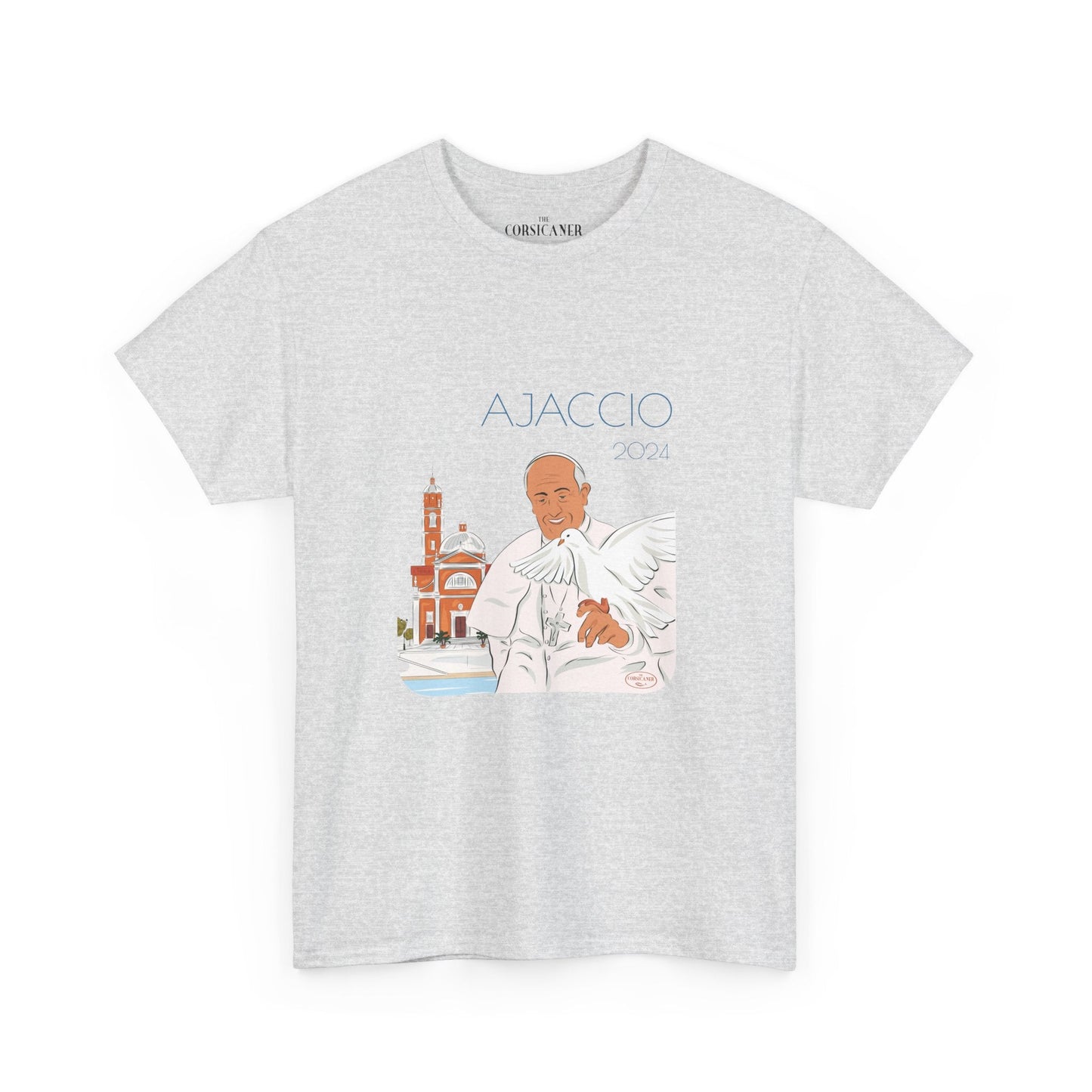 "Le Pape François à Ajaccio" fond clair - T-shirt unisexe 100% coton éco - responsable - The Corsicaner