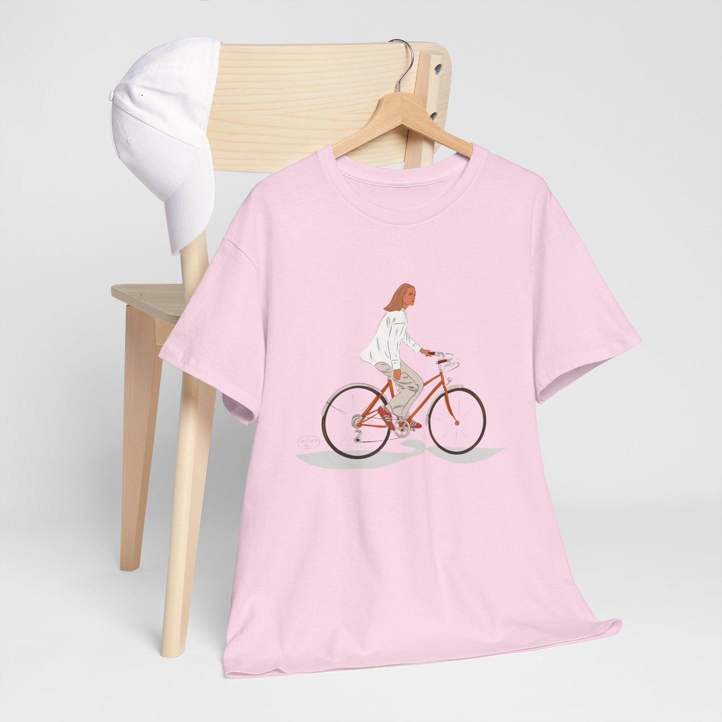 Unisex cotton t-shirt – bicycle illustration “Life on a bicycle” – ethical &amp; eco-responsible 