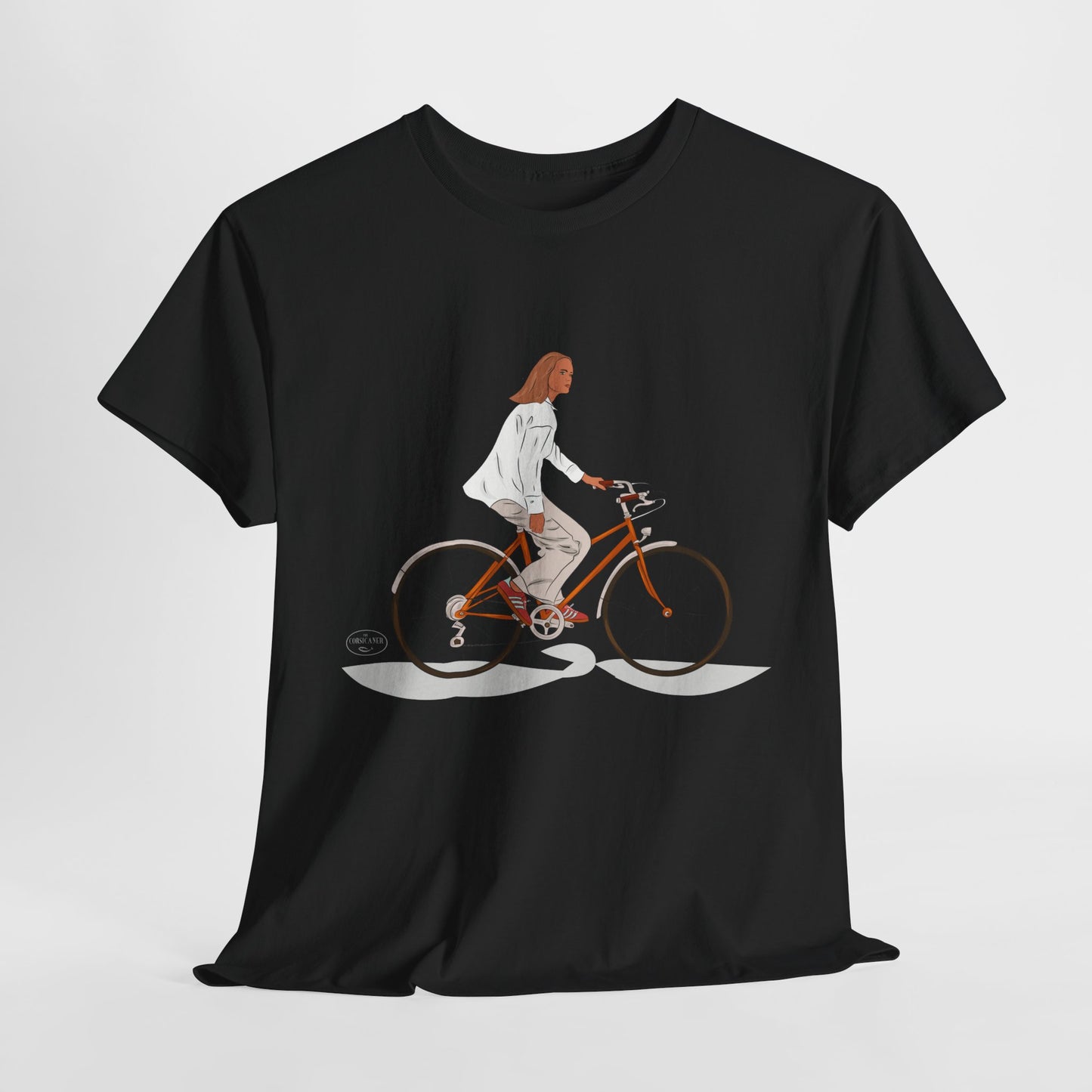 Unisex cotton t-shirt – bicycle illustration “Life on a bicycle” – ethical &amp; eco-responsible 