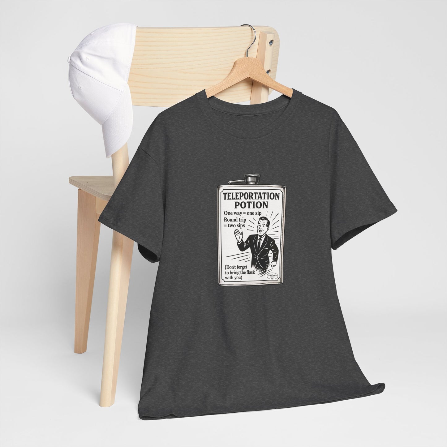 T-shirt graphique humour unisexe 100% coton - "Teleportation Potion"