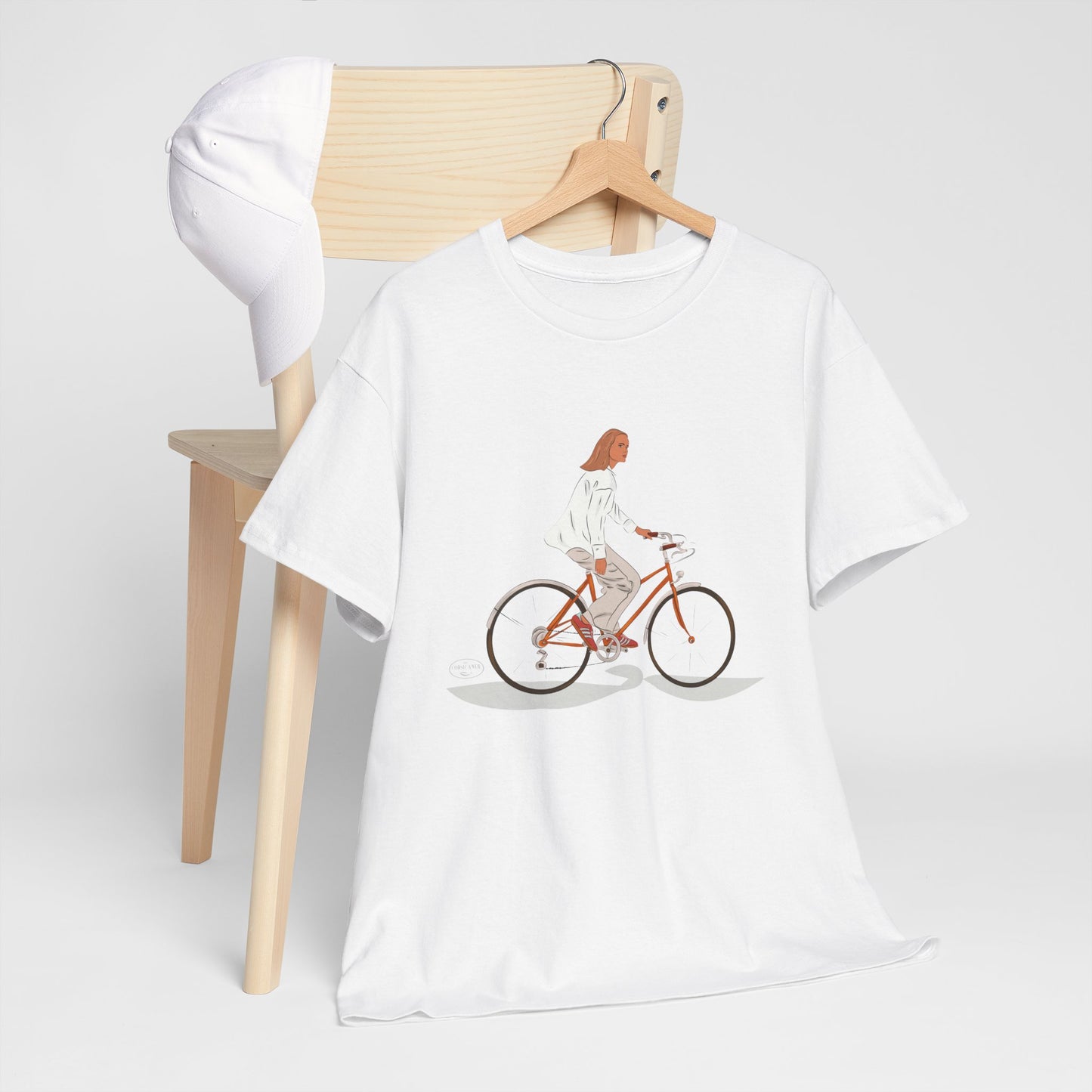 Unisex cotton t-shirt – bicycle illustration “Life on a bicycle” – ethical &amp; eco-responsible 