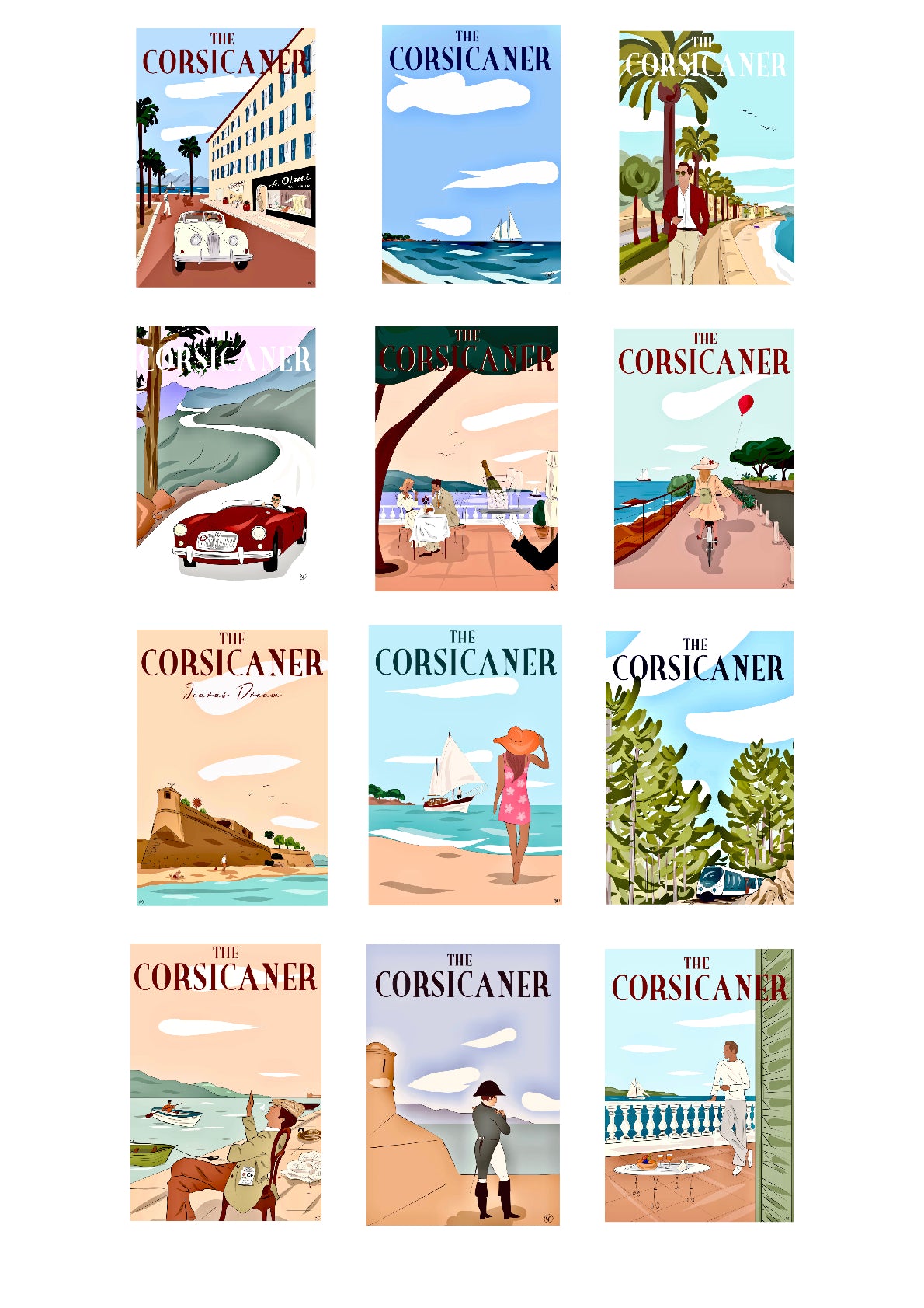Lot de 12 cartes postales sur papier vergé
