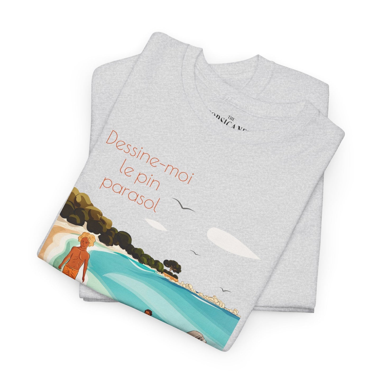 "Dessine - moi le pin parasol" fond clair - T-shirt unisexe 100% coton éco - responsable - The Corsicaner