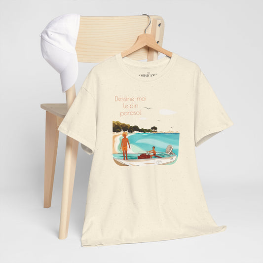 "Dessine - moi le pin parasol" fond clair - T-shirt unisexe 100% coton éco - responsable - The Corsicaner