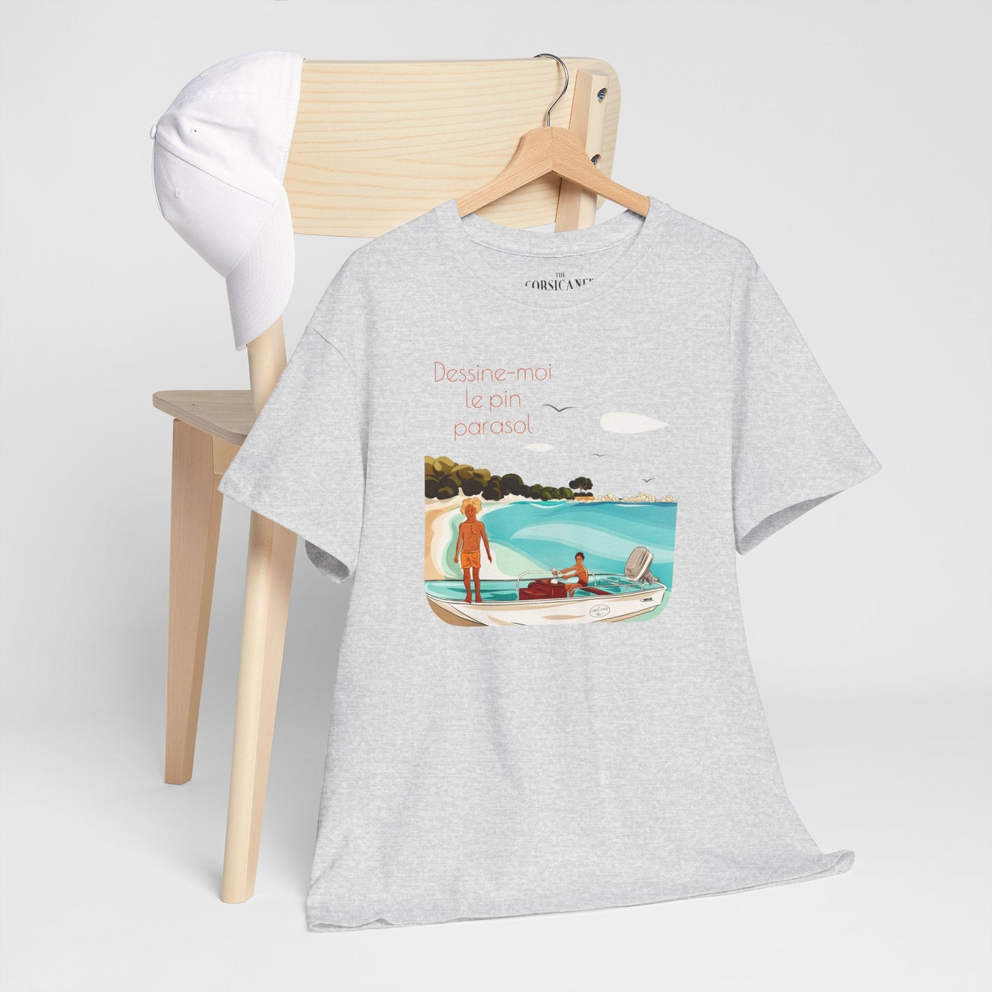 "Dessine - moi le pin parasol" fond clair - T-shirt unisexe 100% coton éco - responsable - The Corsicaner