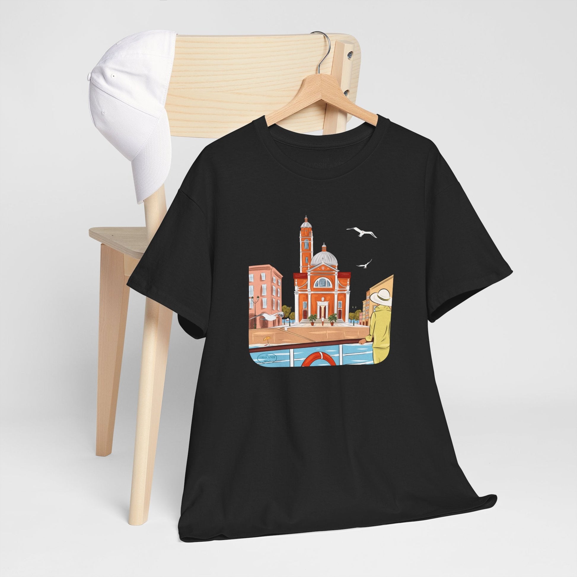 "Entre ciel et mer" fond clair - T-shirt unisexe 100% coton éco - responsable - The Corsicaner