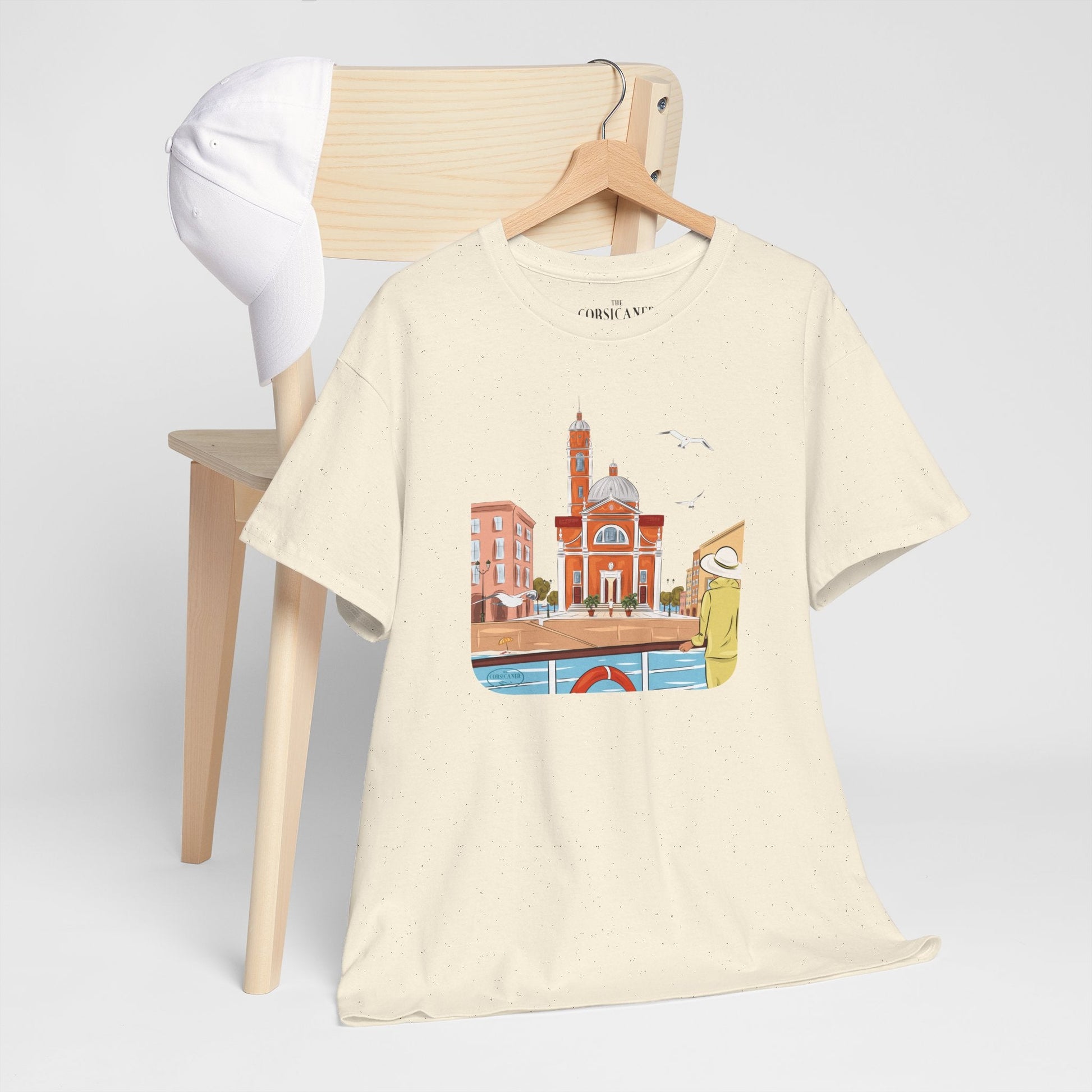 "Entre ciel et mer" fond clair - T-shirt unisexe 100% coton éco - responsable - The Corsicaner