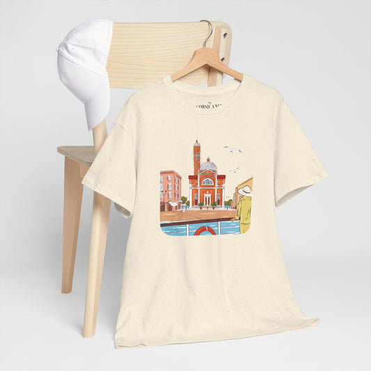 "Entre ciel et mer" fond clair - T-shirt unisexe 100% coton éco - responsable - The Corsicaner