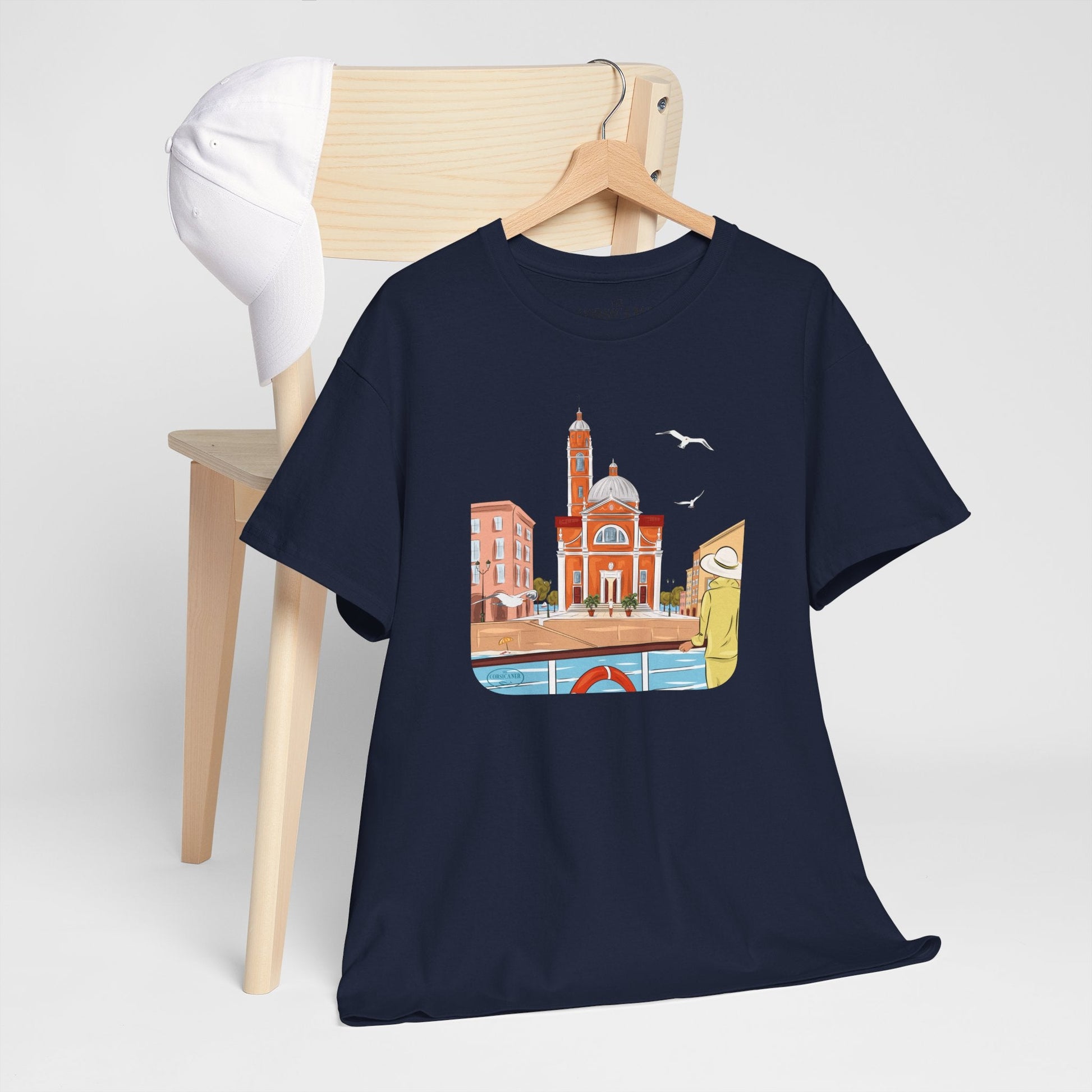 "Entre ciel et mer" fond clair - T-shirt unisexe 100% coton éco - responsable - The Corsicaner