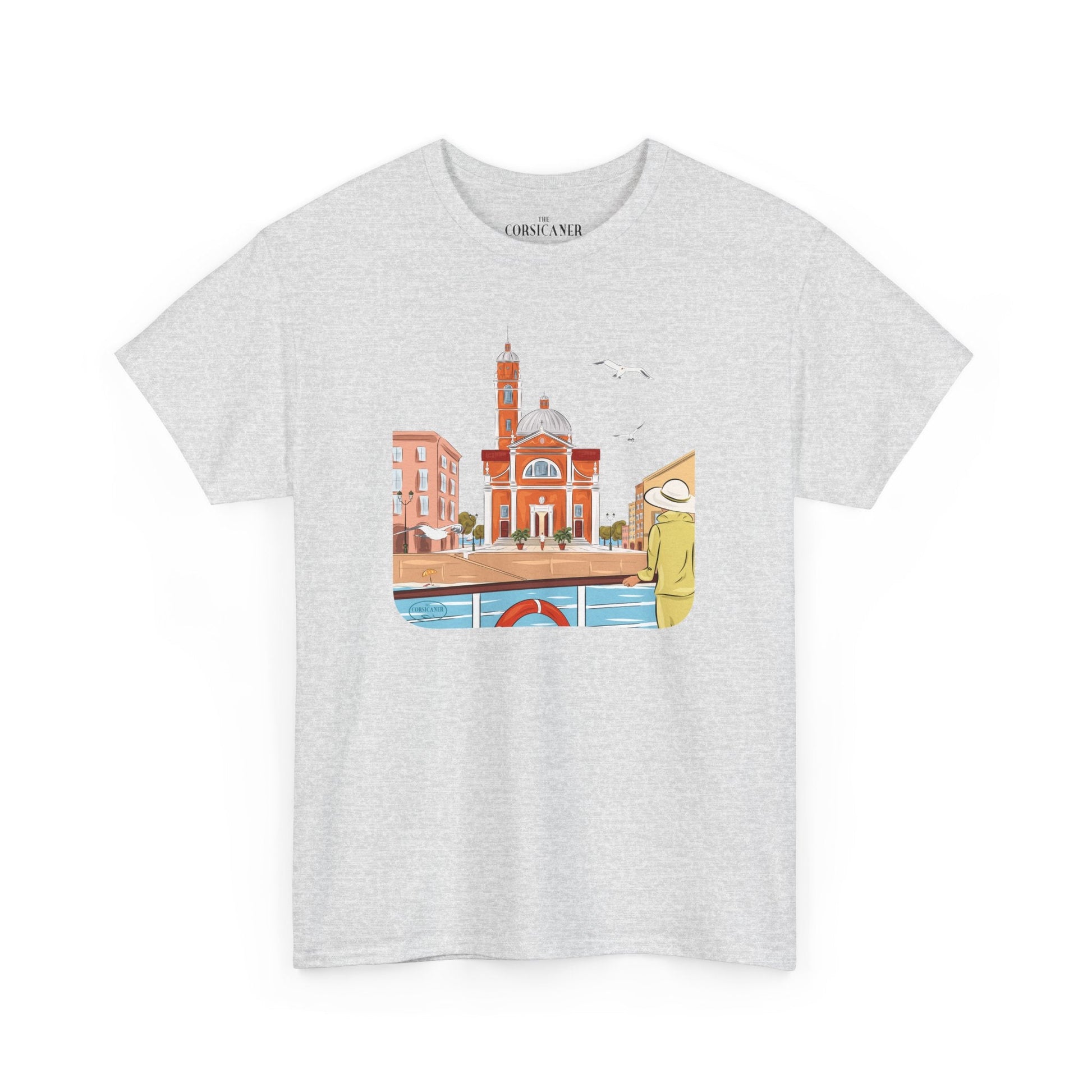 "Entre ciel et mer" fond clair - T-shirt unisexe 100% coton éco - responsable - The Corsicaner