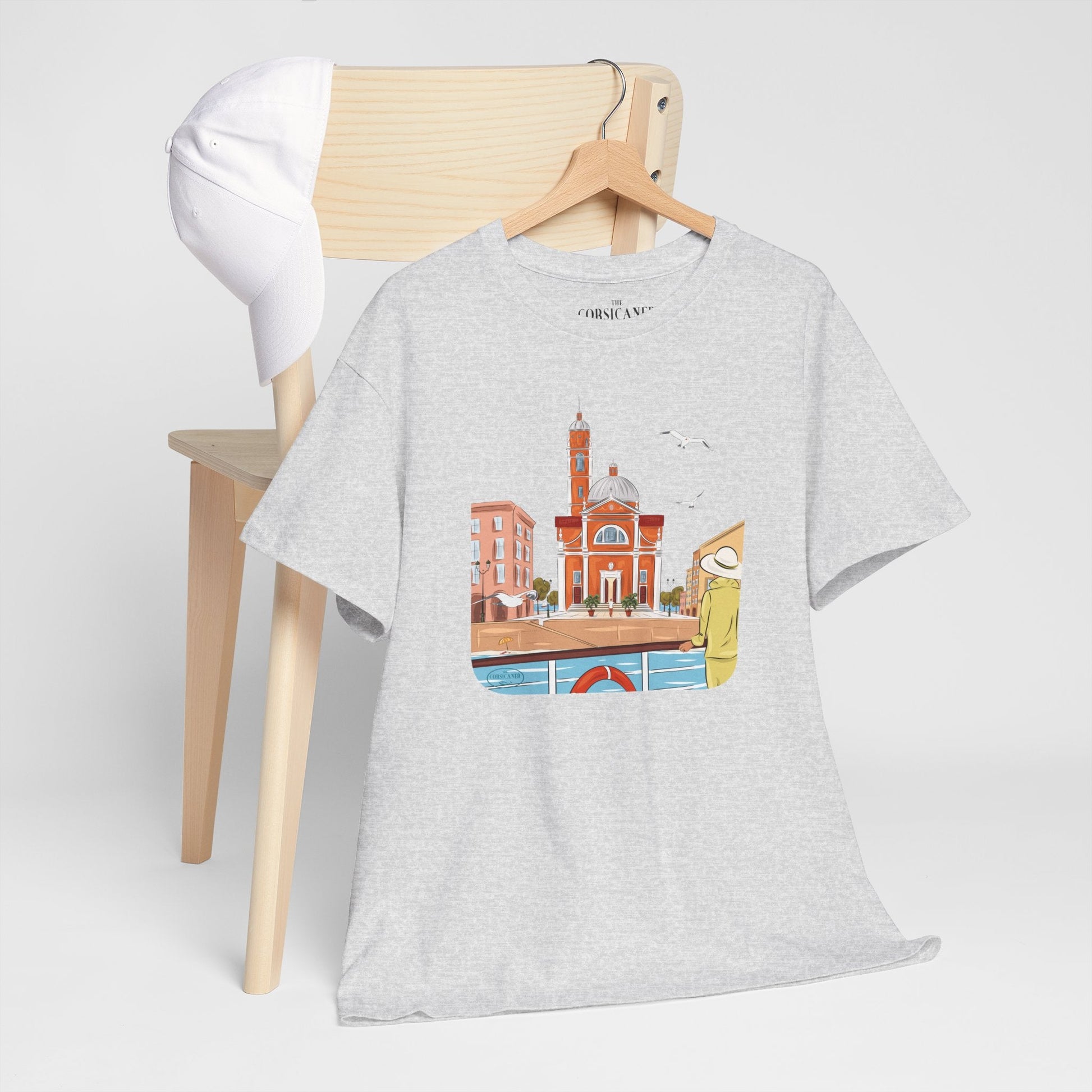 "Entre ciel et mer" fond clair - T-shirt unisexe 100% coton éco - responsable - The Corsicaner