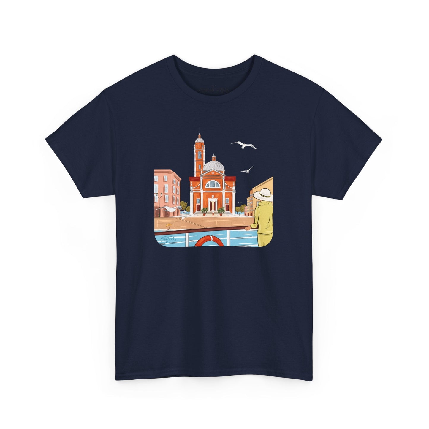 "Entre ciel et mer" fond clair - T-shirt unisexe 100% coton éco - responsable - The Corsicaner