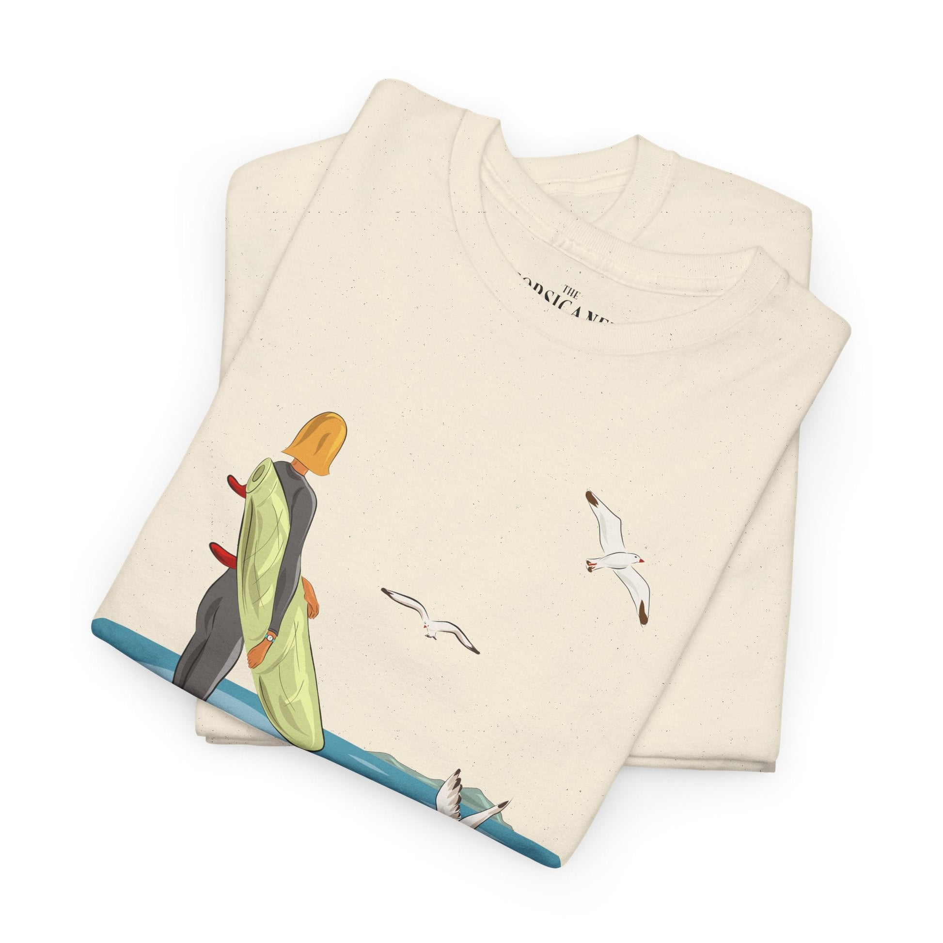 "La surfeuse et les mouettes" - T-shirt unisexe 100% coton éco - responsable - The Corsicaner