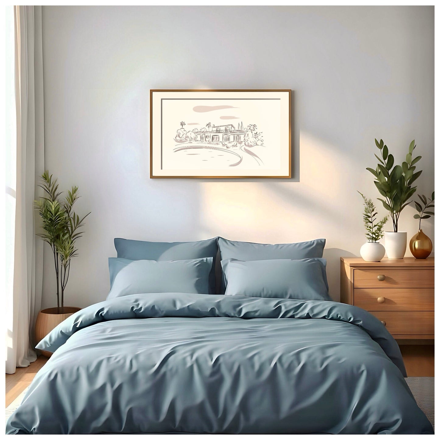 Portrait de maison dessiné à la main - The Corsicaner