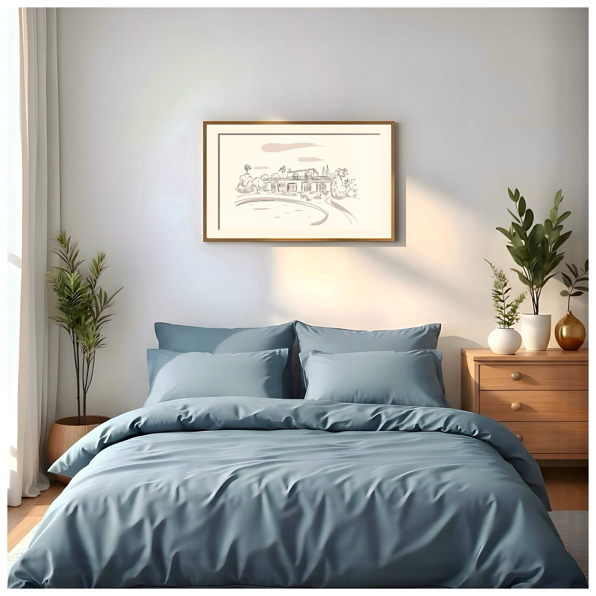 Portrait de maison dessiné à la main - The Corsicaner