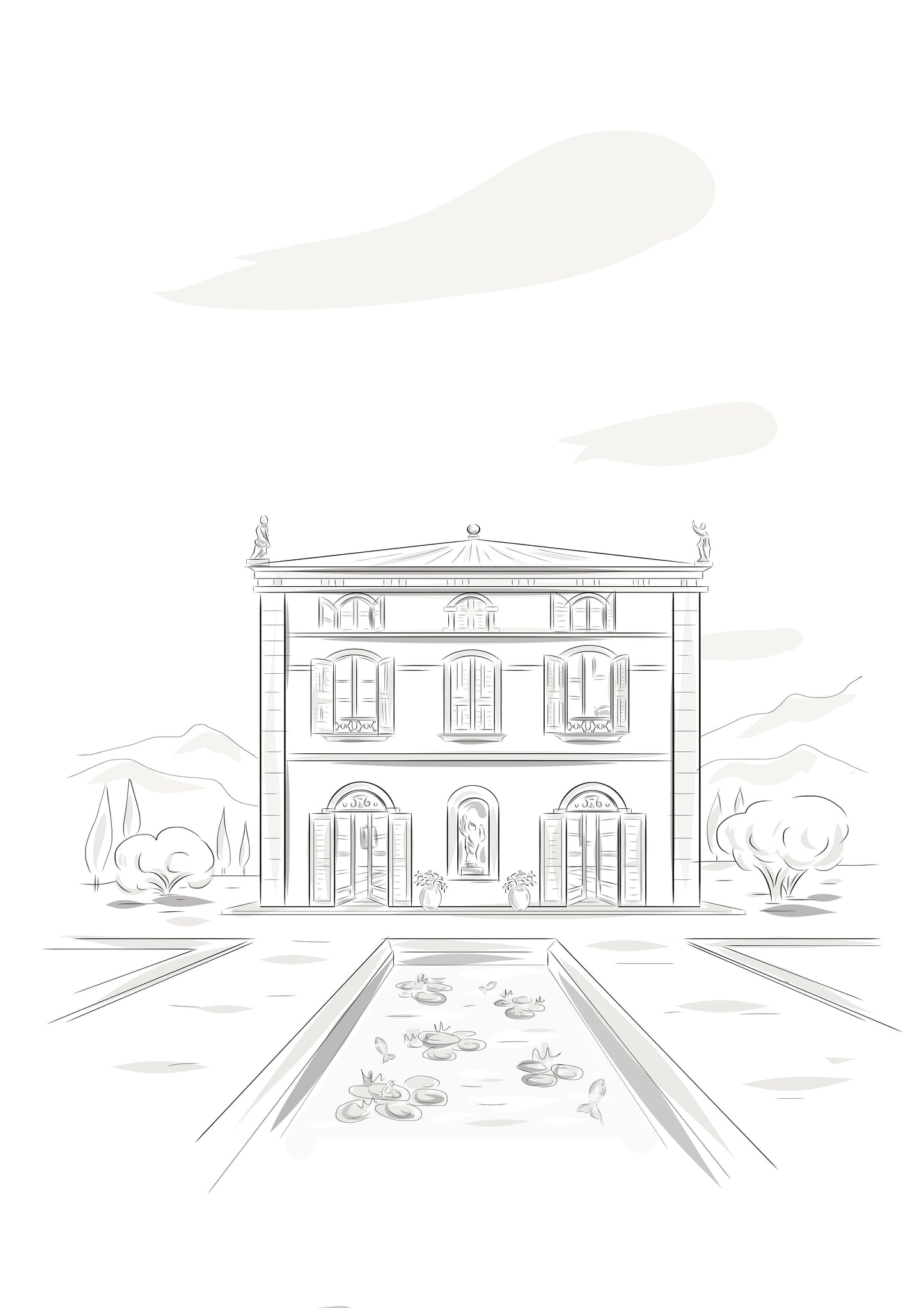 Portrait de maison dessiné à la main - The Corsicaner