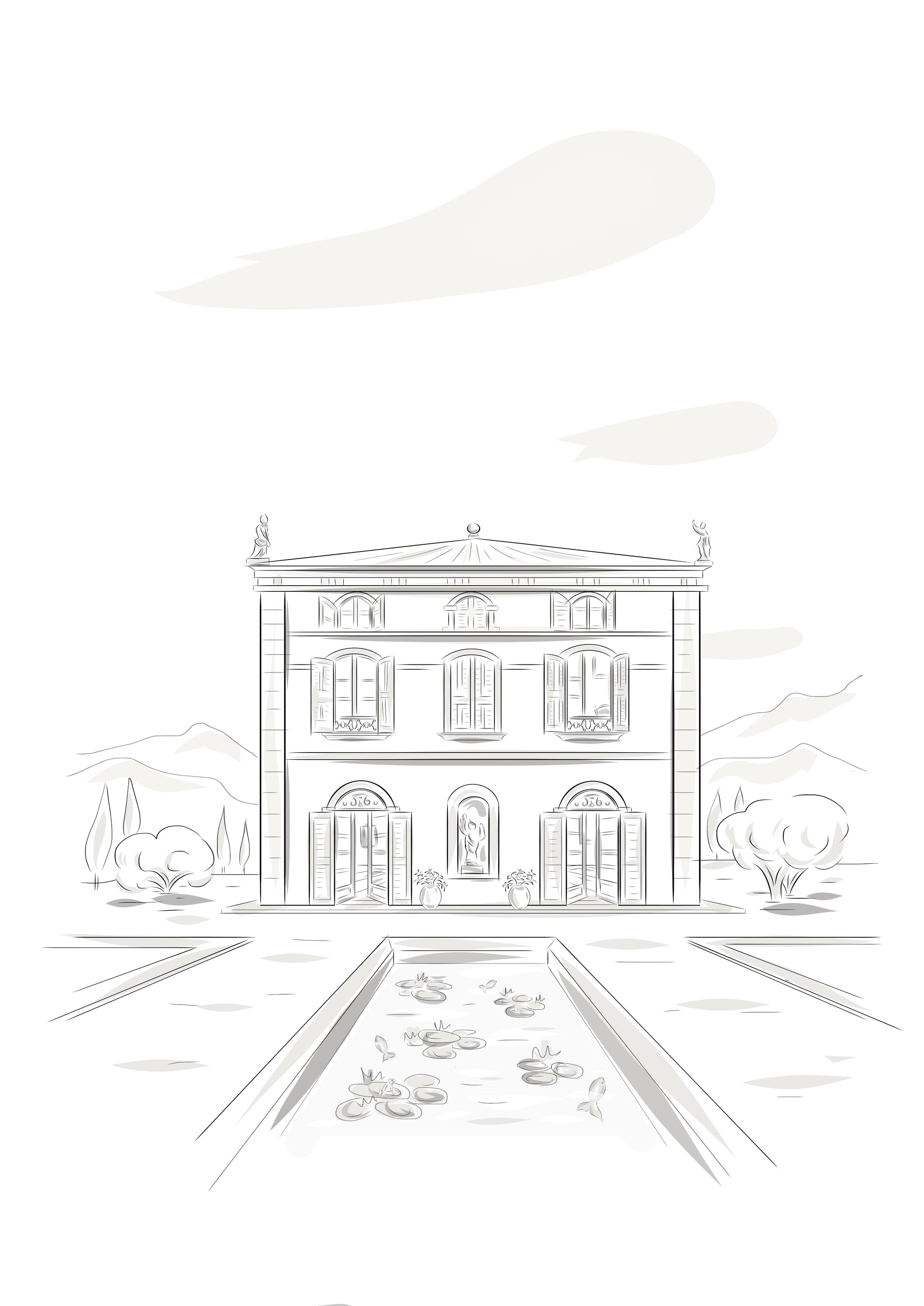 Portrait de maison dessiné à la main - The Corsicaner