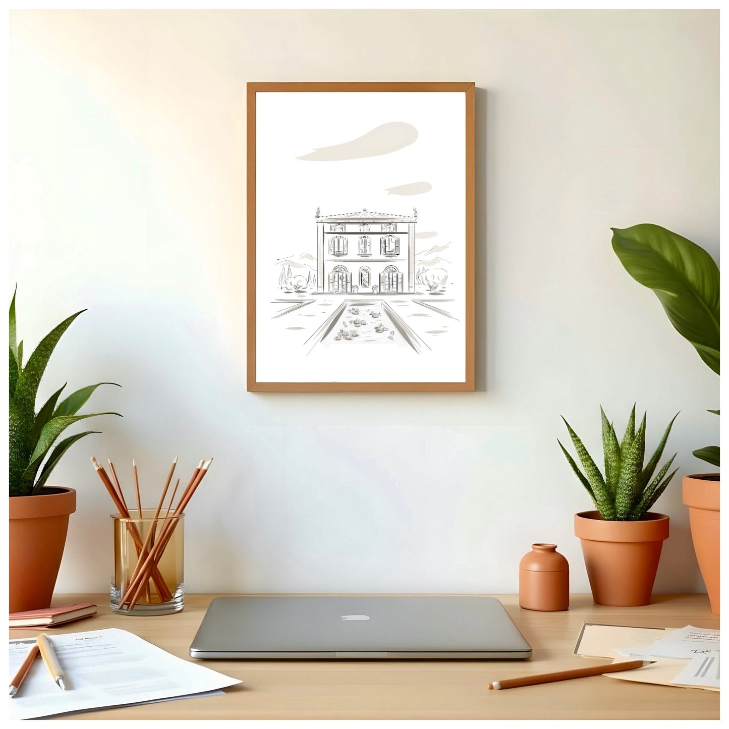 Portrait de maison dessiné à la main - The Corsicaner