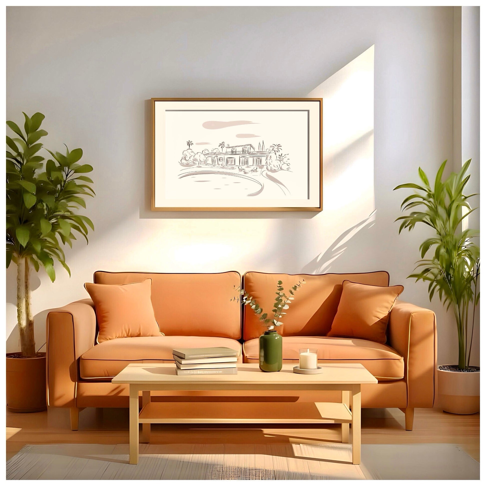 Portrait de maison dessiné à la main - The Corsicaner