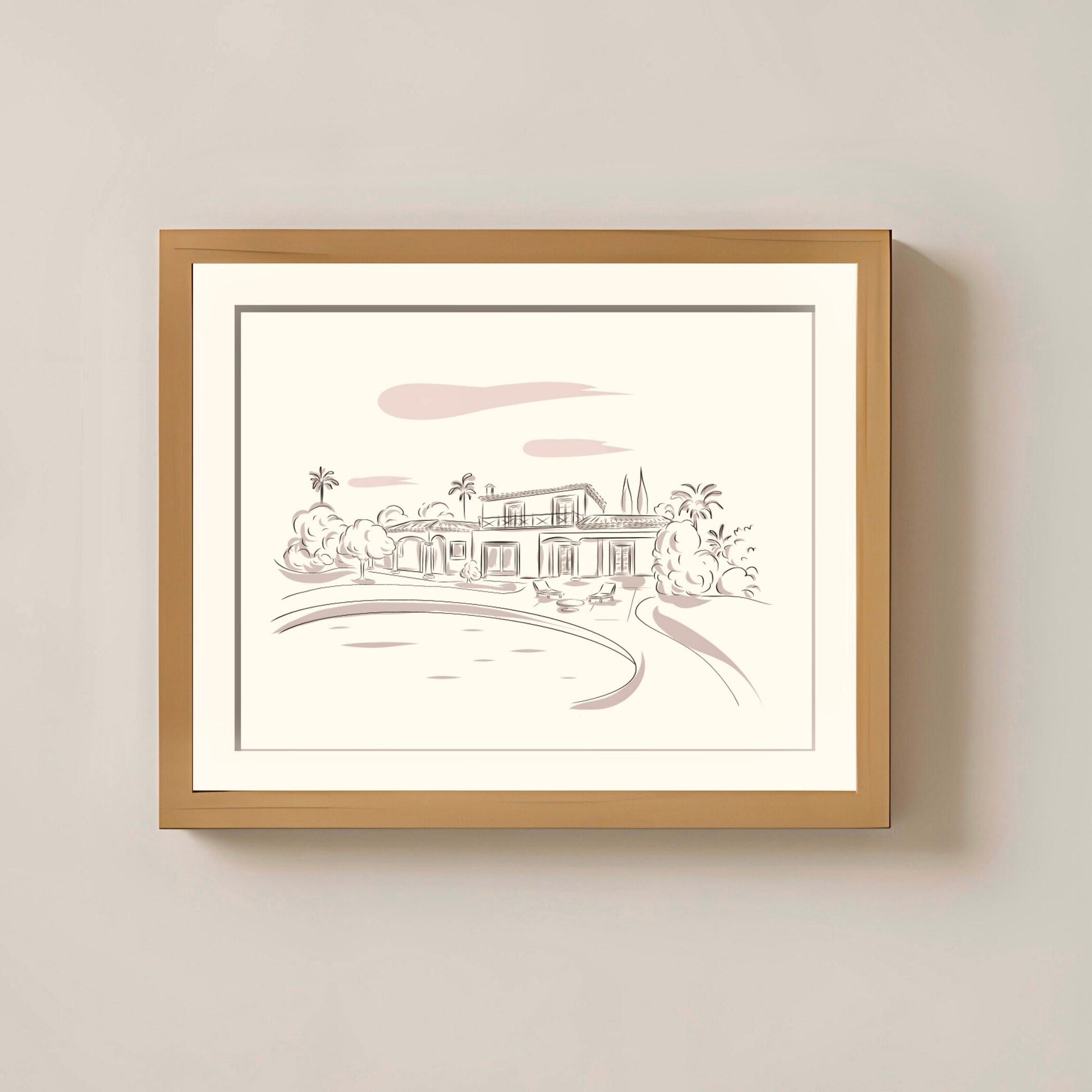 Portrait de maison dessiné à la main - The Corsicaner