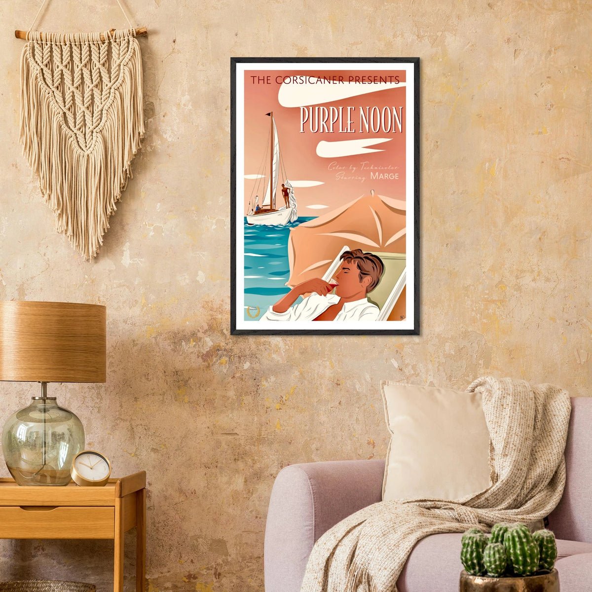 PURPLE NOON alternative movie poster - encadré 24x36 inches - 60x90 cm - livraison offerte - The Corsicaner