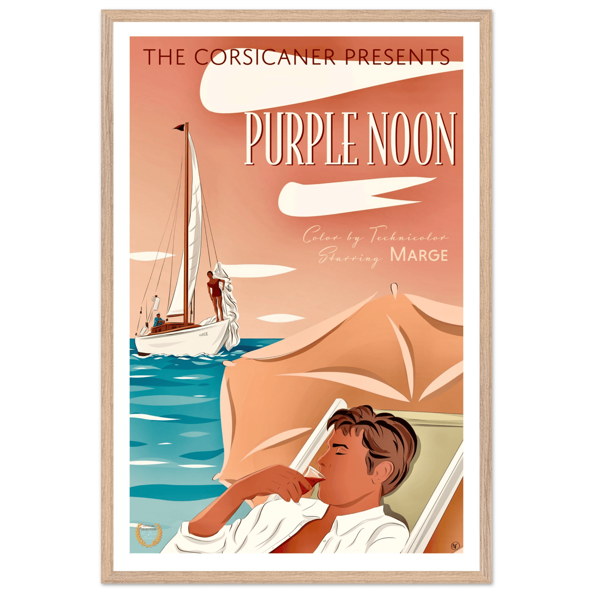 PURPLE NOON alternative movie poster - encadré 24x36 inches - 60x90 cm - livraison offerte - The Corsicaner