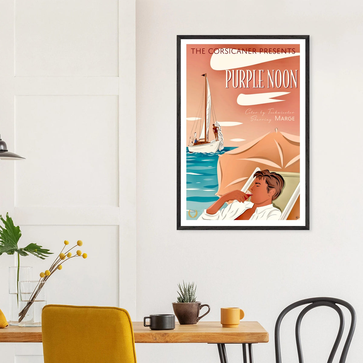 PURPLE NOON alternative movie poster - encadré 24x36 inches - 60x90 cm - livraison offerte - The Corsicaner