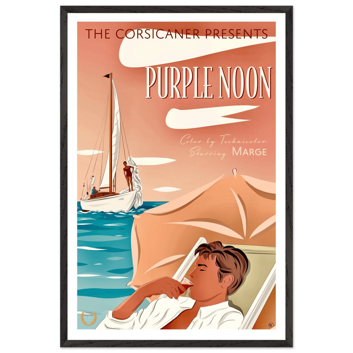 PURPLE NOON alternative movie poster - encadré 24x36 inches - 60x90 cm - livraison offerte - The Corsicaner