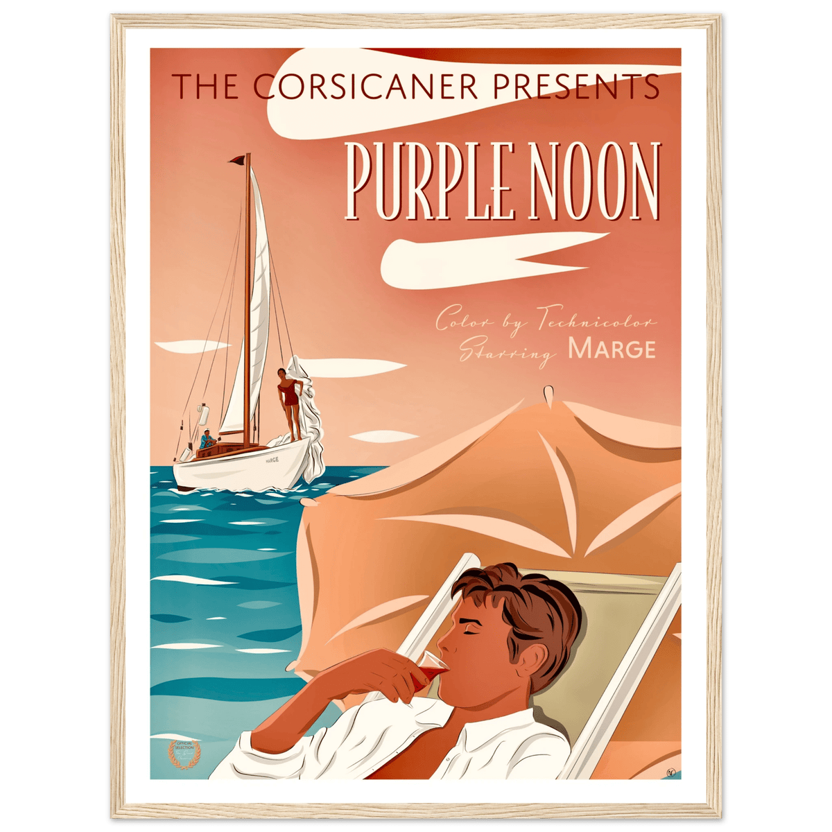 PURPLE NOON - poster alternatif encadré - livraison offerte - The Corsicaner