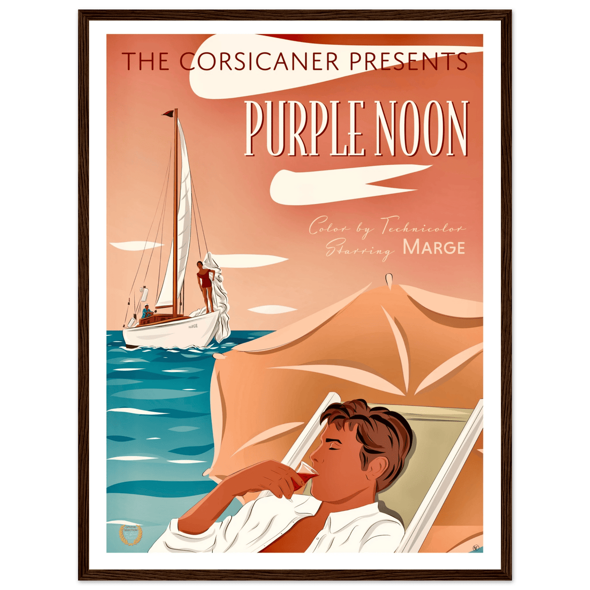 PURPLE NOON - poster alternatif encadré - livraison offerte - The Corsicaner