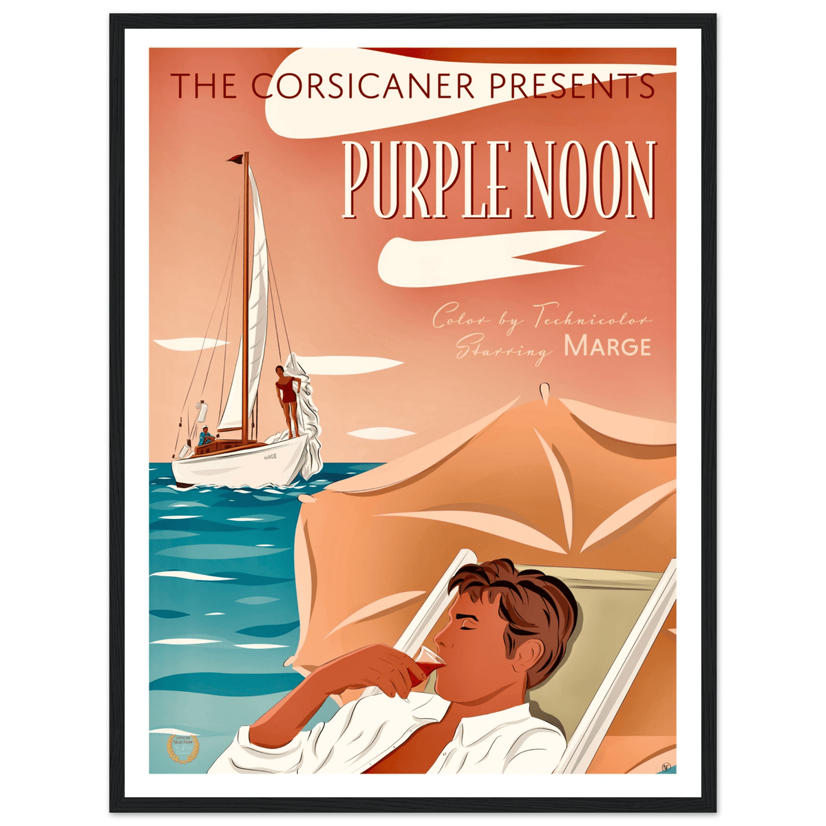 PURPLE NOON - poster alternatif encadré - livraison offerte - The Corsicaner