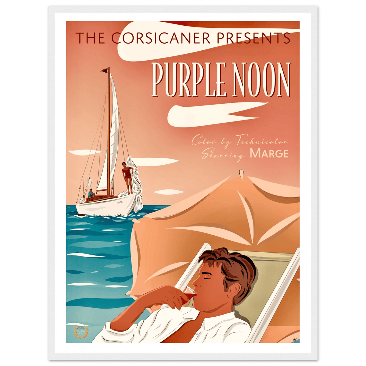 PURPLE NOON - poster alternatif encadré - livraison offerte - The Corsicaner