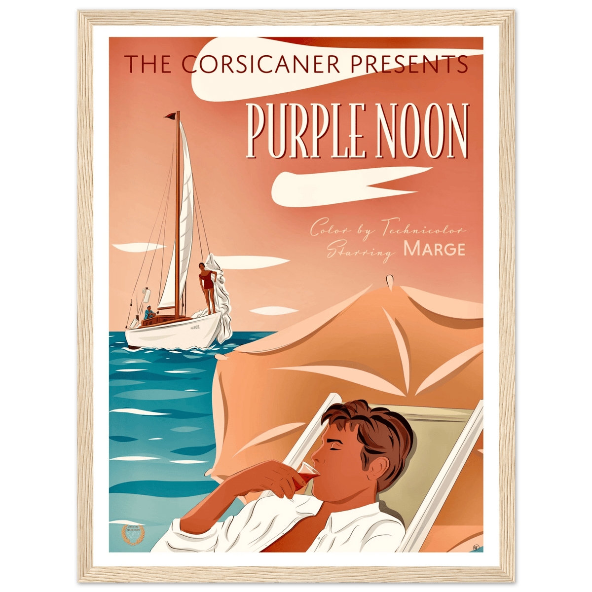 PURPLE NOON - poster alternatif encadré - livraison offerte - The Corsicaner